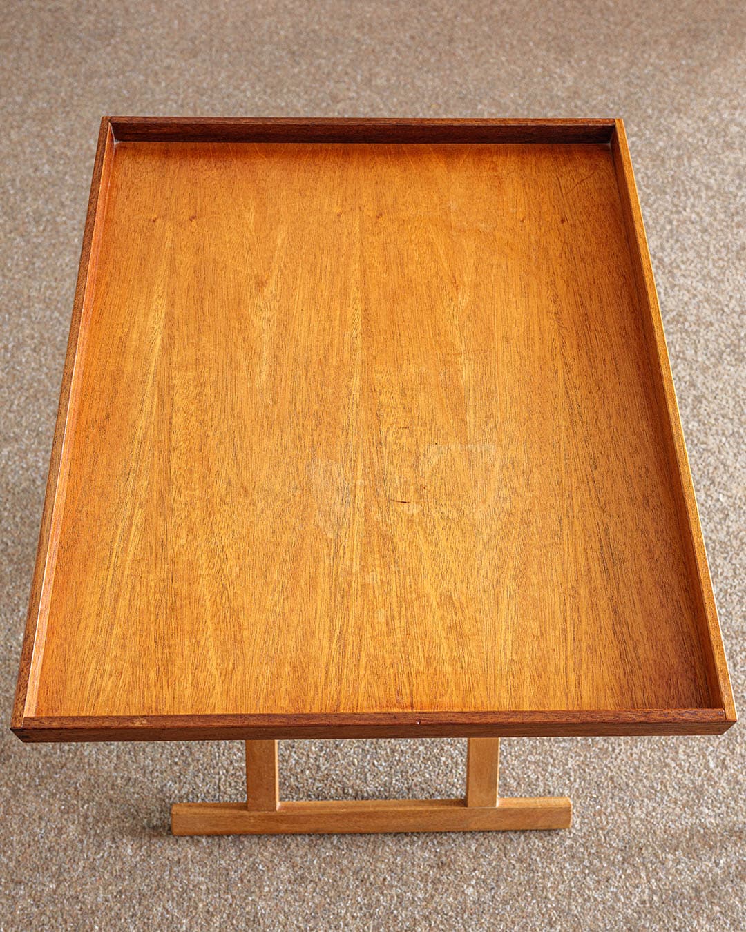 Side table with tray, brown, wood, Denmark, 1980s. - 305918
