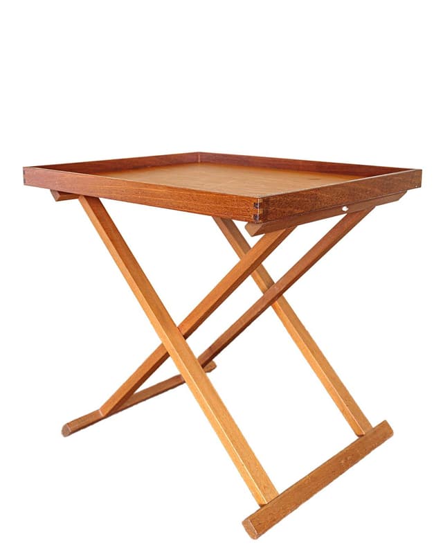 Side table with tray, brown, wood, Denmark, 1980s. - DIMENSION