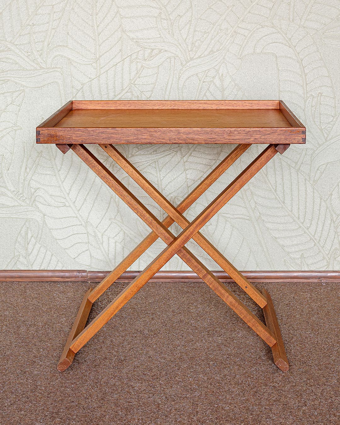 Side table with tray, brown, wood, Denmark, 1980s. - 305917