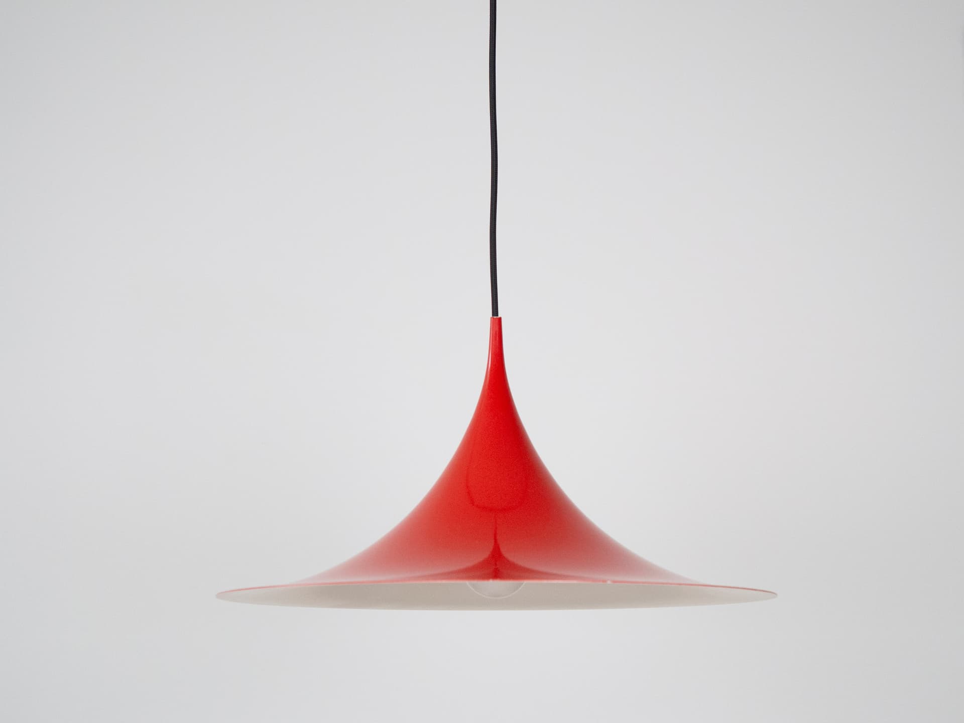 Pendant Lamp Semi, red, aluminum, by C. Bonderup, T. Thorup, Fog & Mørup, Denmark, 1960s. - 305954