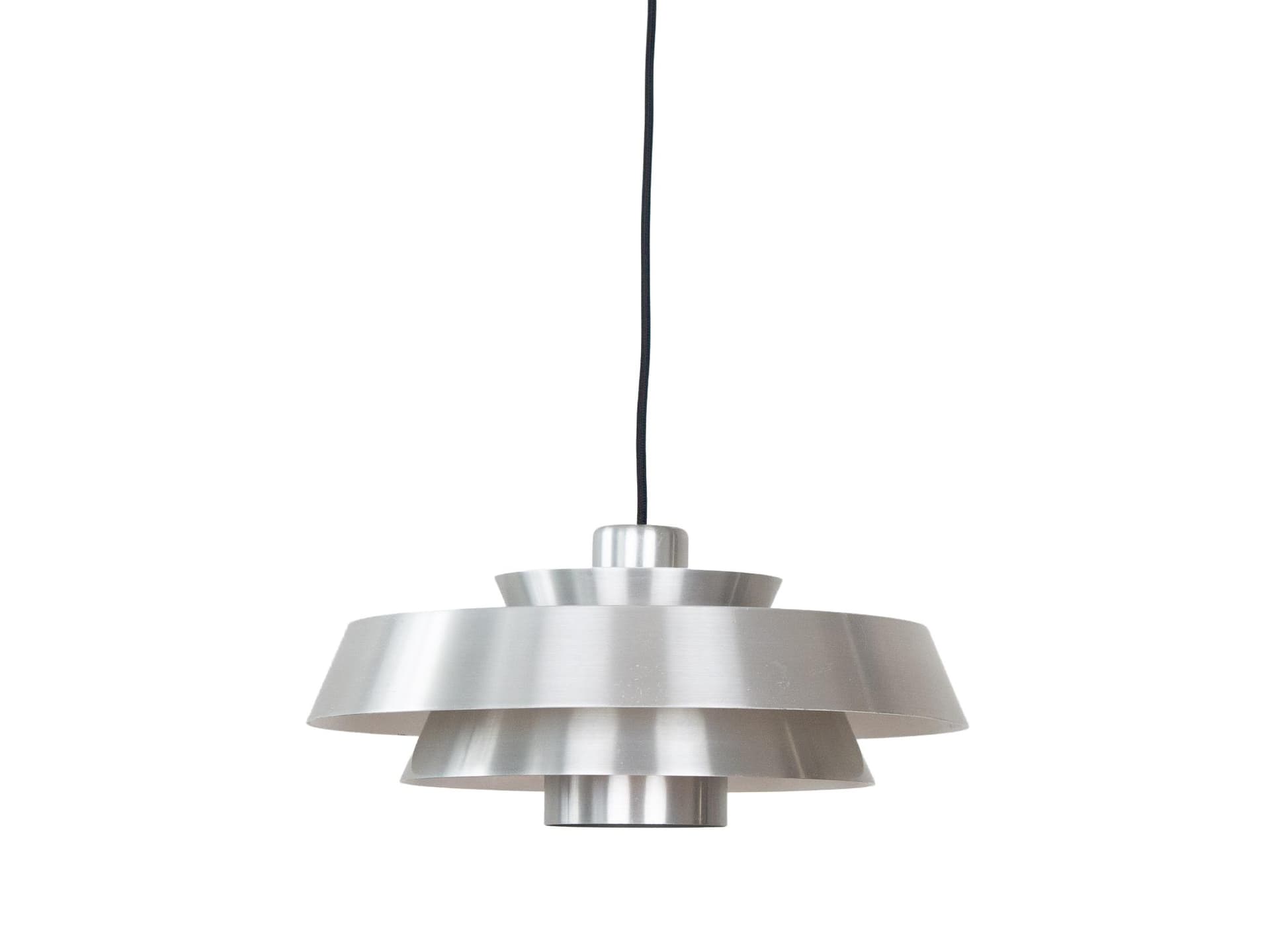 Pendant Lamp Nova, silver aluminum, by J. Hammerborg, Fog & Mørup, Denmark, 1960s.
