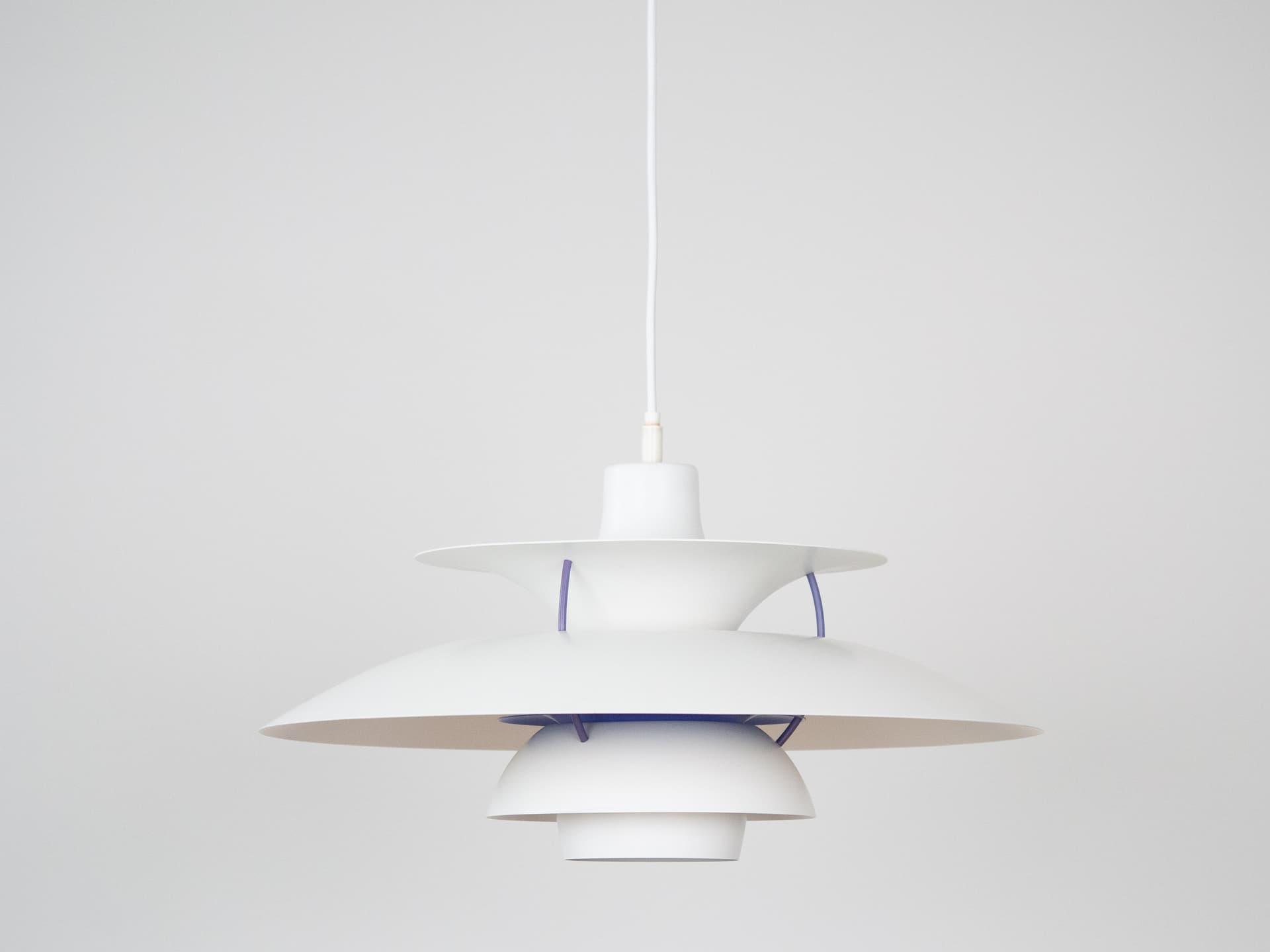 Pendant Lamp PH 5, white, metal, by P. Henningsen, Louis Poulsen, Denmark, 1980s. - 306021
