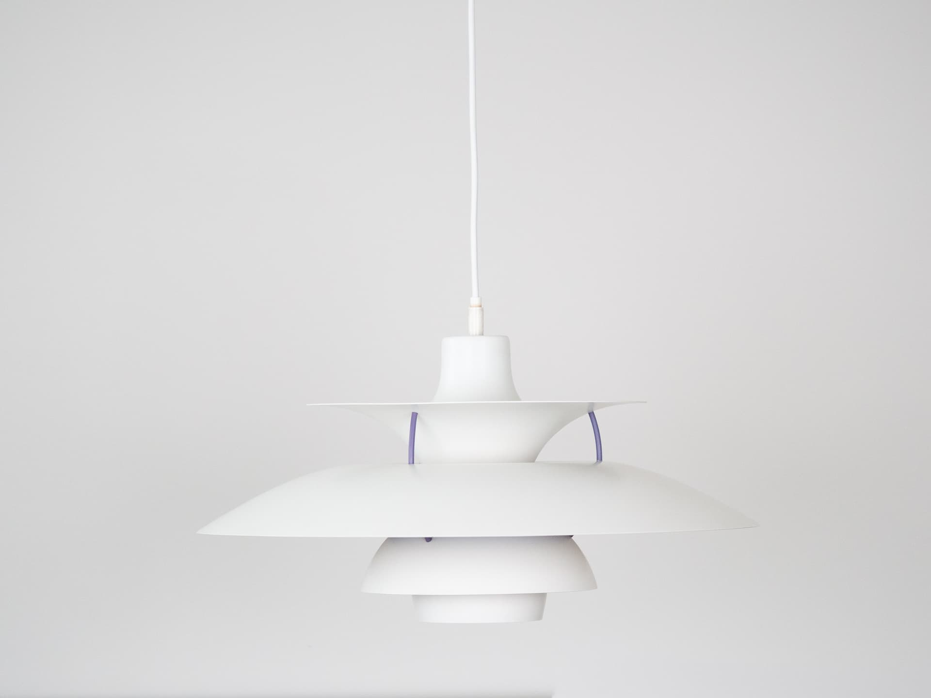 Pendant Lamp PH 5, white, metal, by P. Henningsen, Louis Poulsen, Denmark, 1980s. - 306022