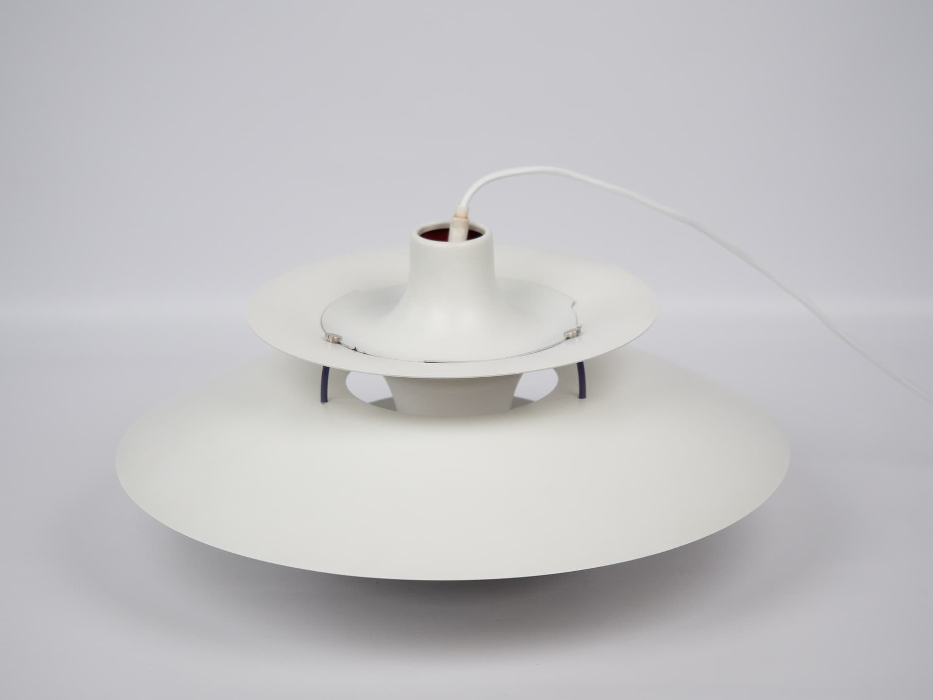 Pendant Lamp PH 5, white, metal, by P. Henningsen, Louis Poulsen, Denmark, 1980s. - 306024