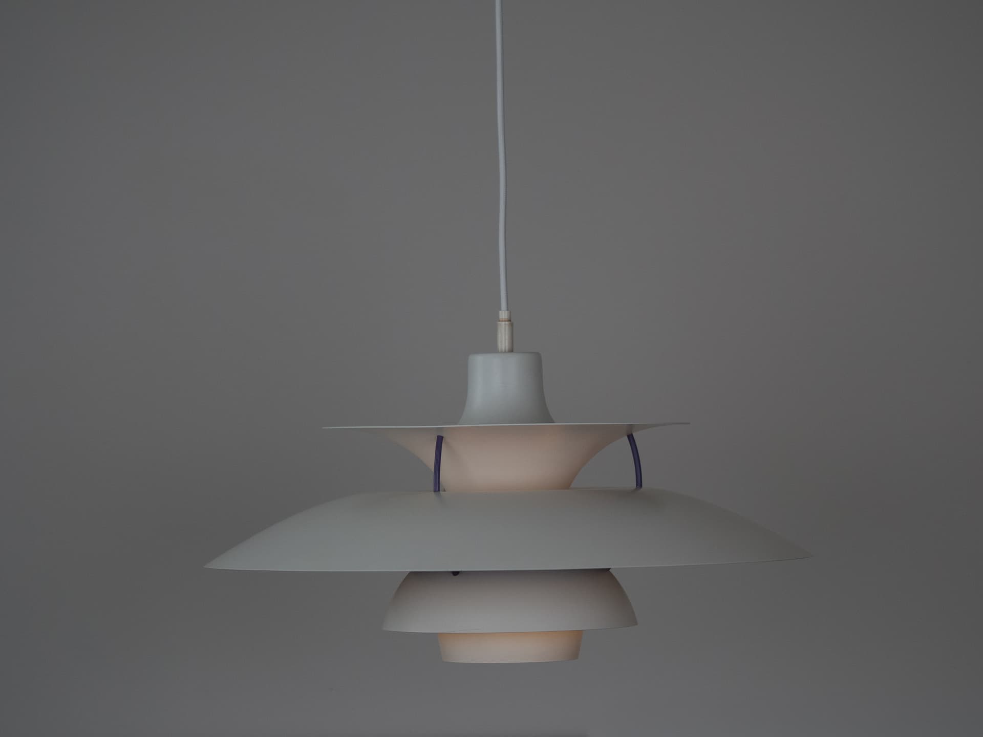 Pendant Lamp PH 5, white, metal, by P. Henningsen, Louis Poulsen, Denmark, 1980s. - 306023