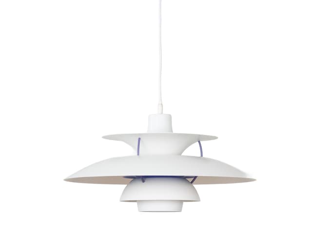 Pendant Lamp PH 5, white, metal, by P. Henningsen, Louis Poulsen, Denmark, 1980s. - DIMENSION