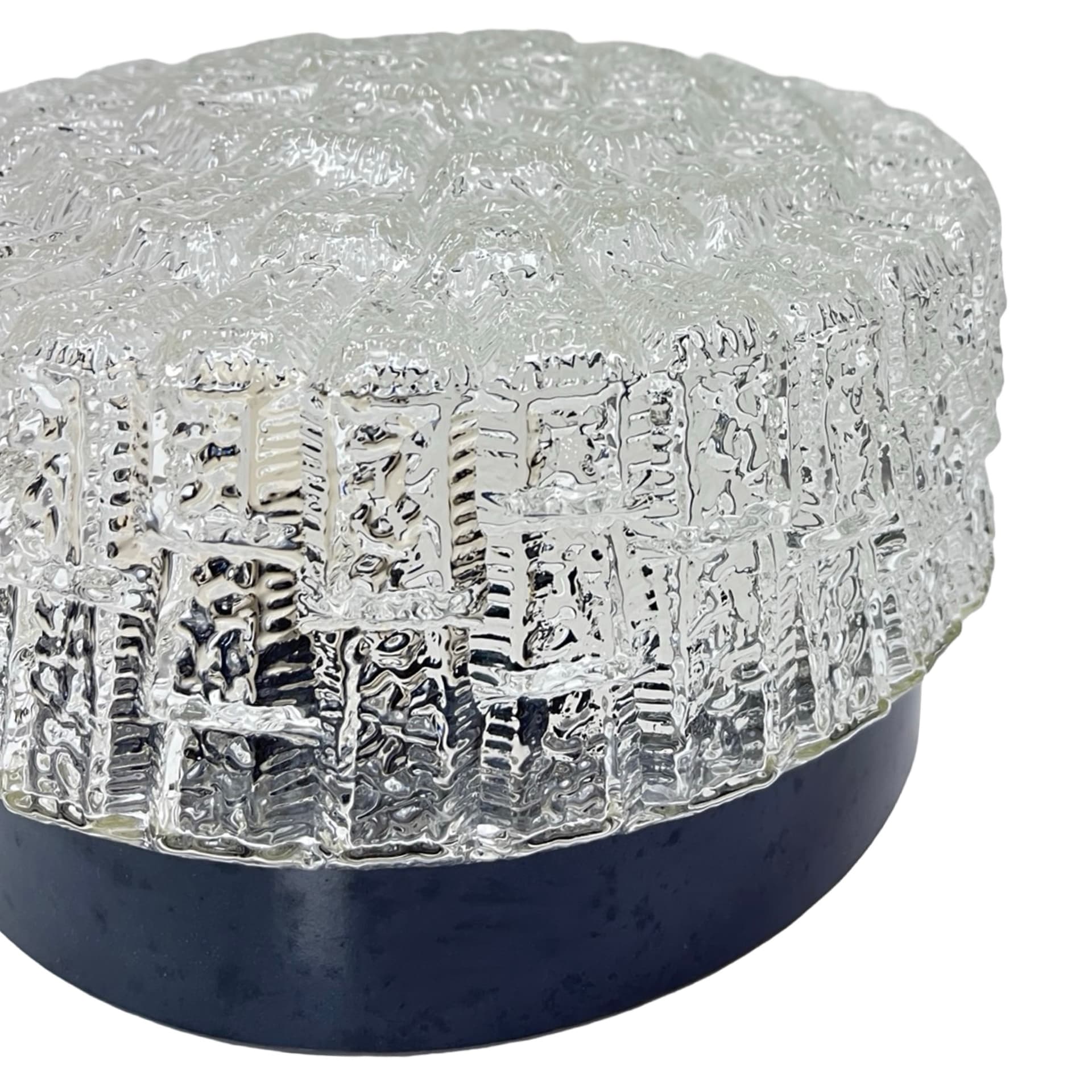 Flush Mount 65113, transparent glass, black Bakelite, Hustadt Leuchten, Germany, 1970s. - 306113