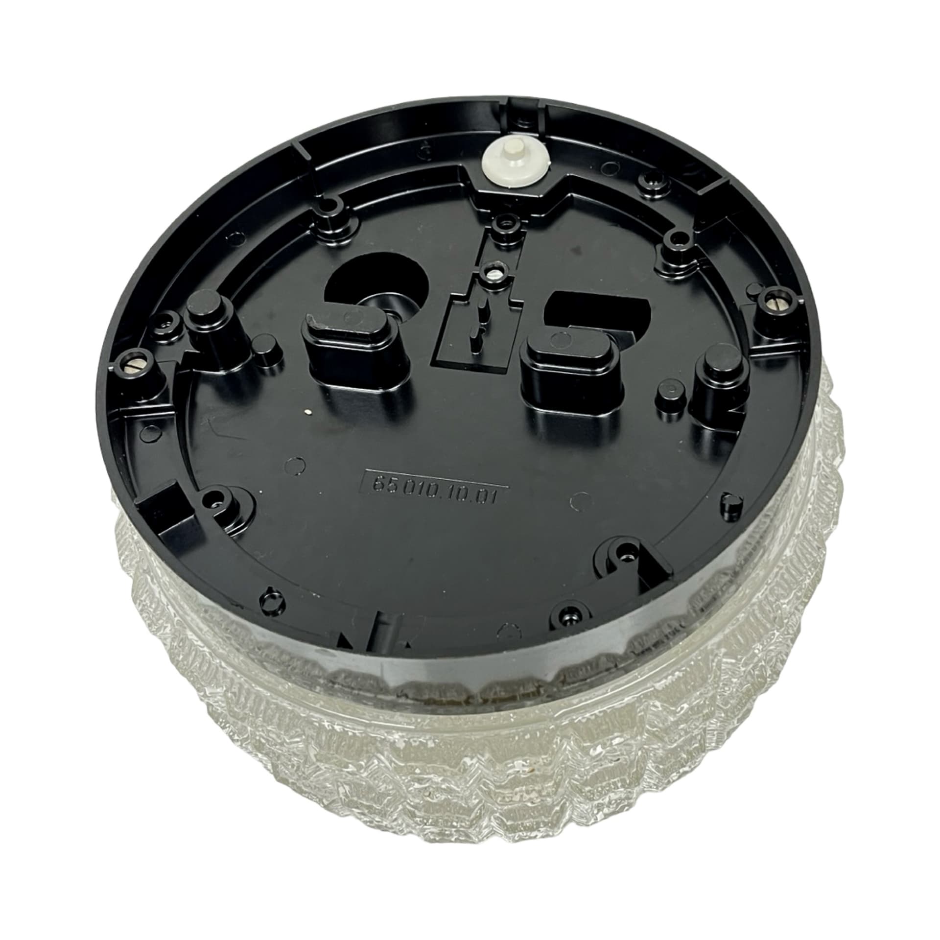 Flush Mount 65113, transparent glass, black Bakelite, Hustadt Leuchten, Germany, 1970s. - 306120