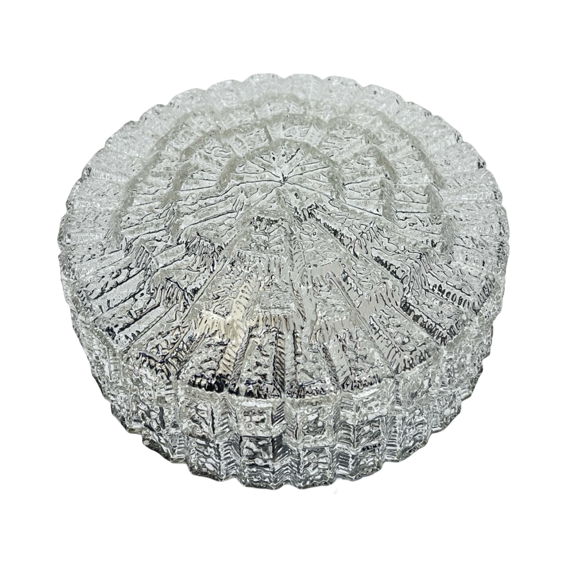 Flush Mount 65113, transparent glass, black Bakelite, Hustadt Leuchten, Germany, 1970s. - 306121