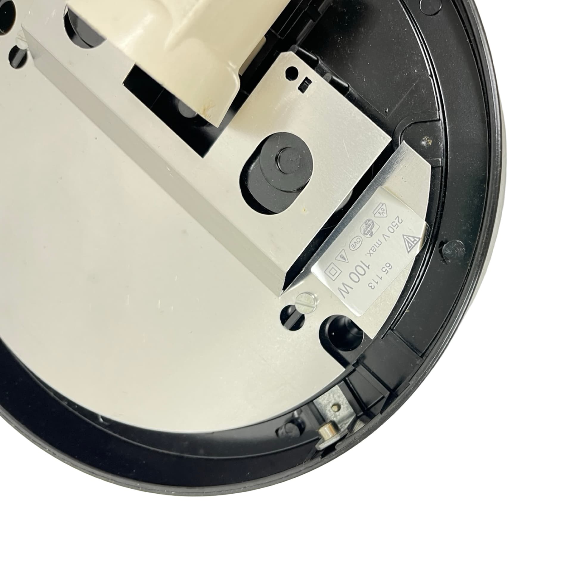 Flush Mount 65113, transparent glass, black Bakelite, Hustadt Leuchten, Germany, 1970s. - 306122