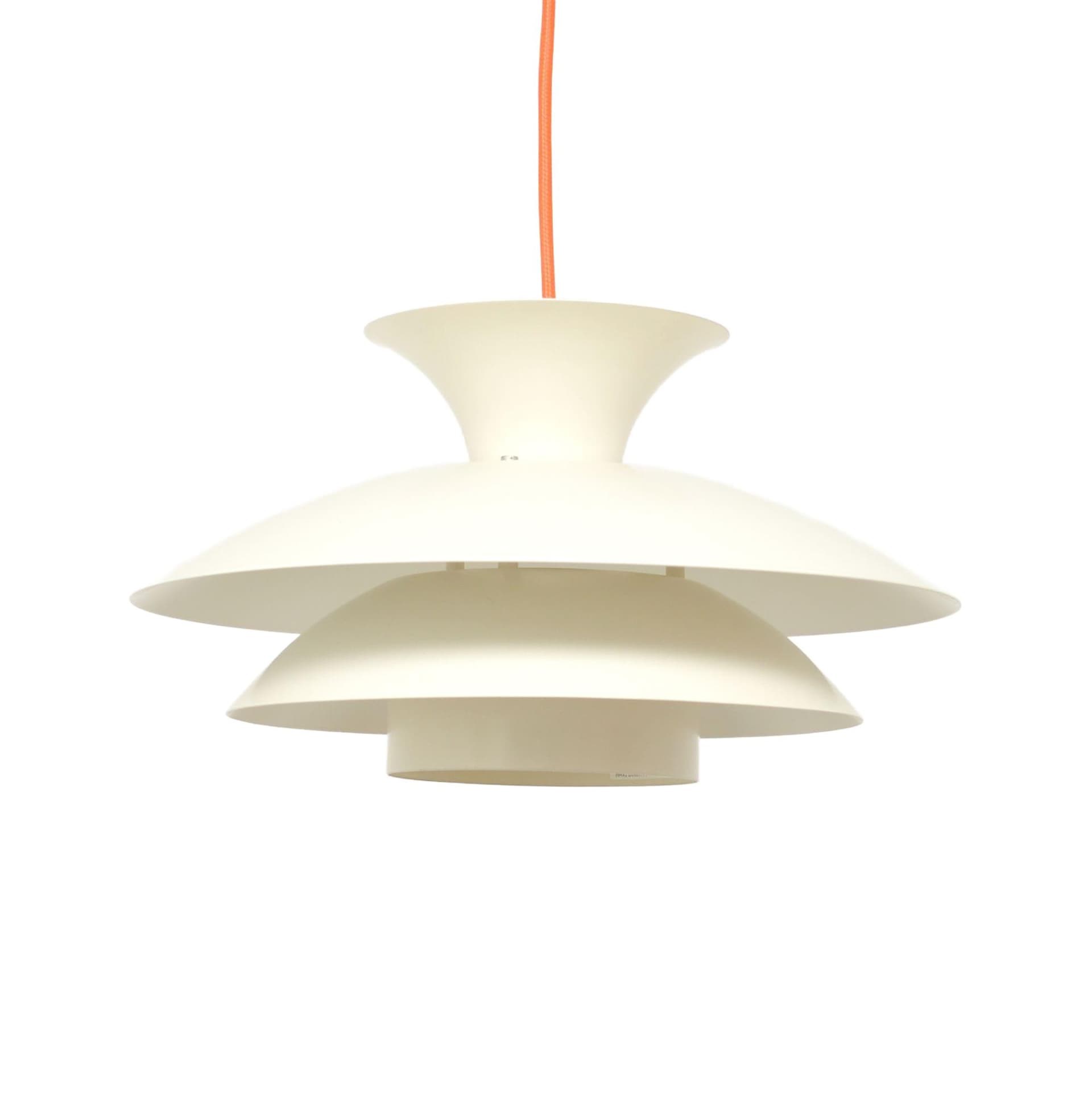 Pendant lamp Scandinavian, ecru white, metal, Denmark, 1970s.