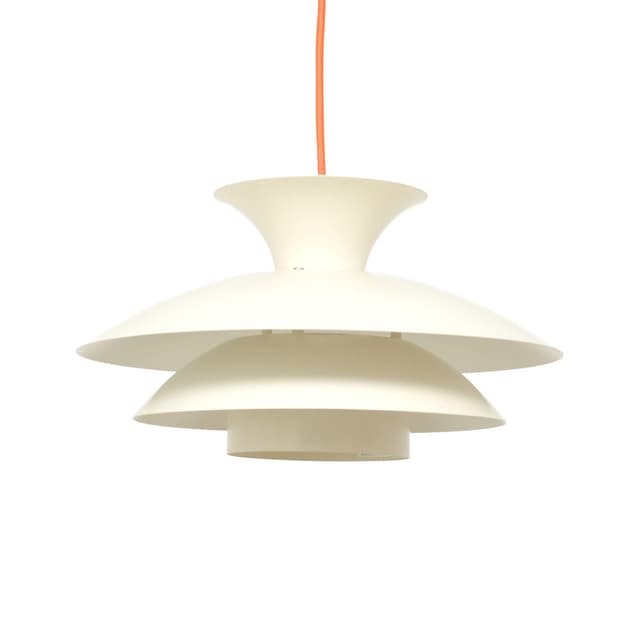 Pendant lamp Scandinavian, ecru white, metal, Denmark, 1970s. - DIMENSION