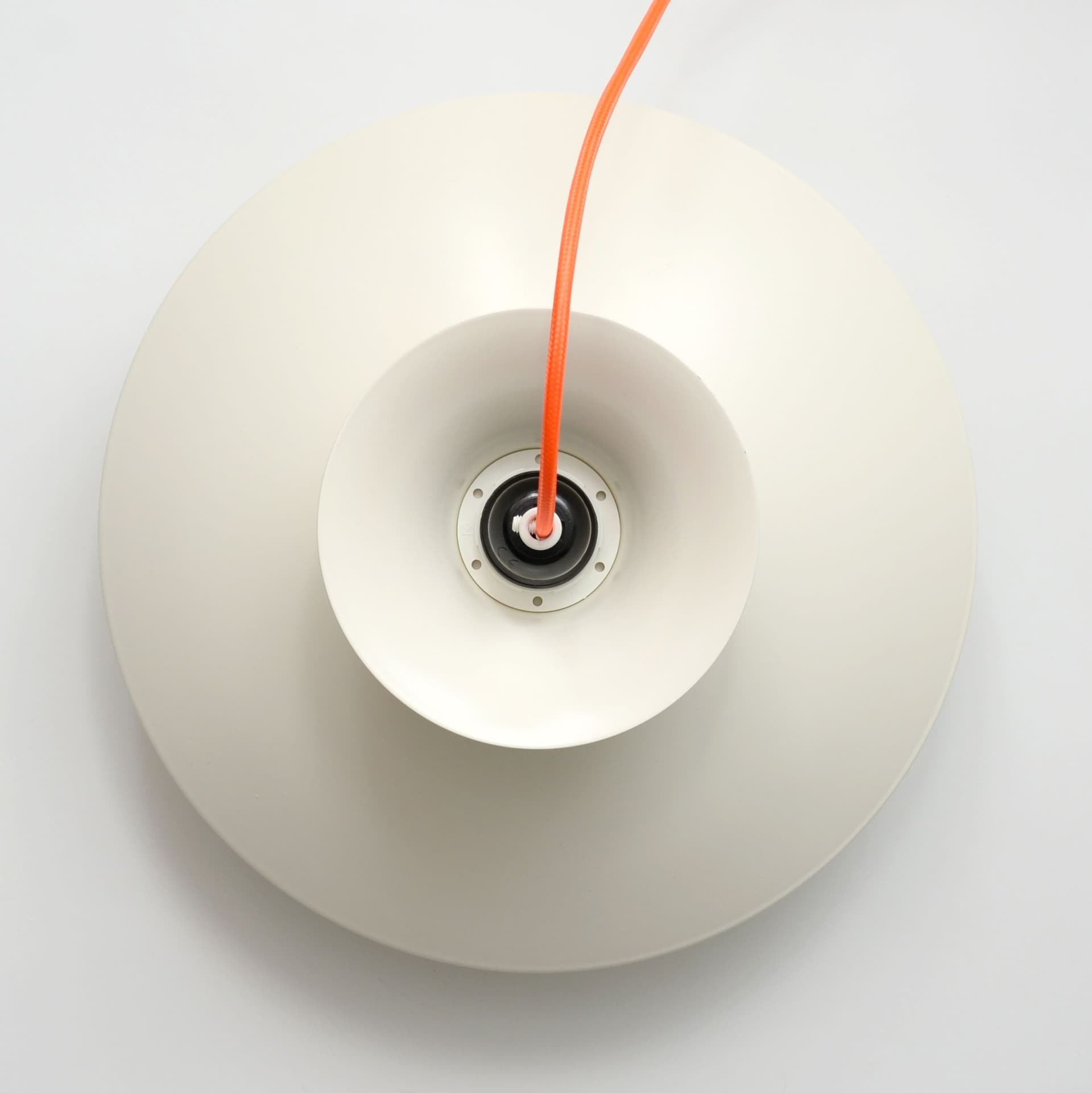 Pendant lamp Scandinavian, ecru white, metal, Denmark, 1970s. - 306144