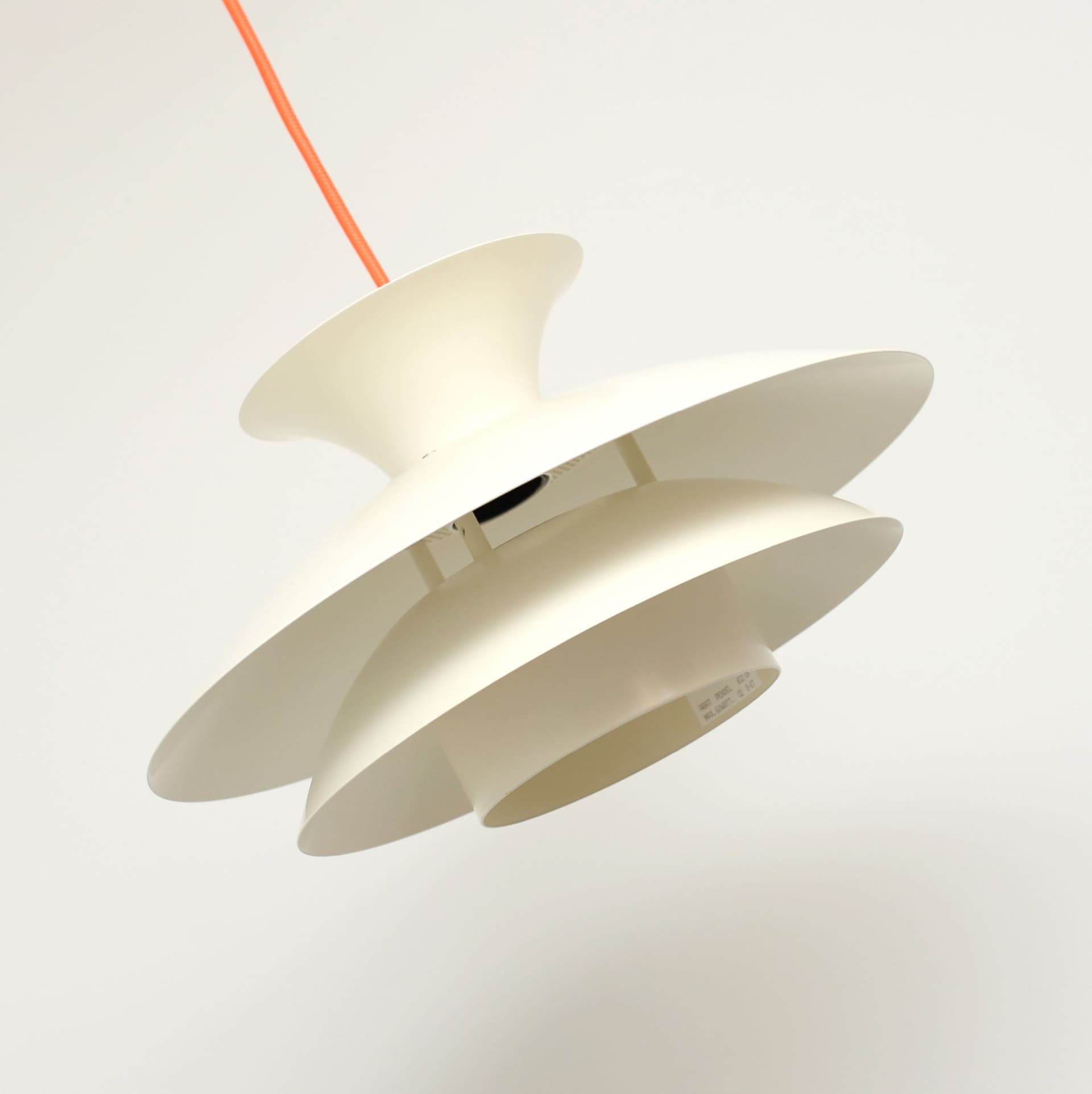 Pendant lamp Scandinavian, ecru white, metal, Denmark, 1970s. - 306139