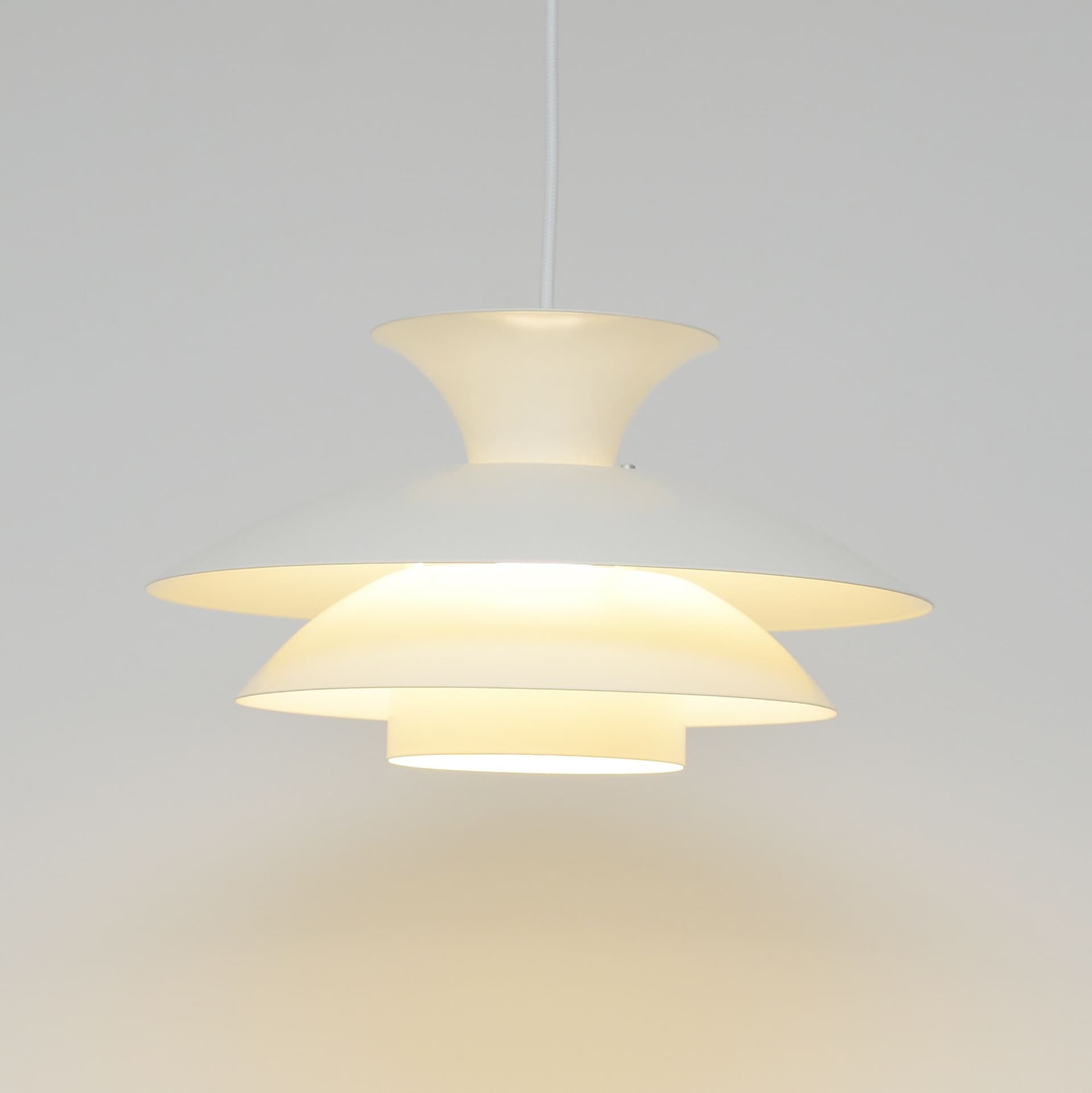 Pendant lamp Scandinavian, ecru white, metal, Denmark, 1970s. - 306141