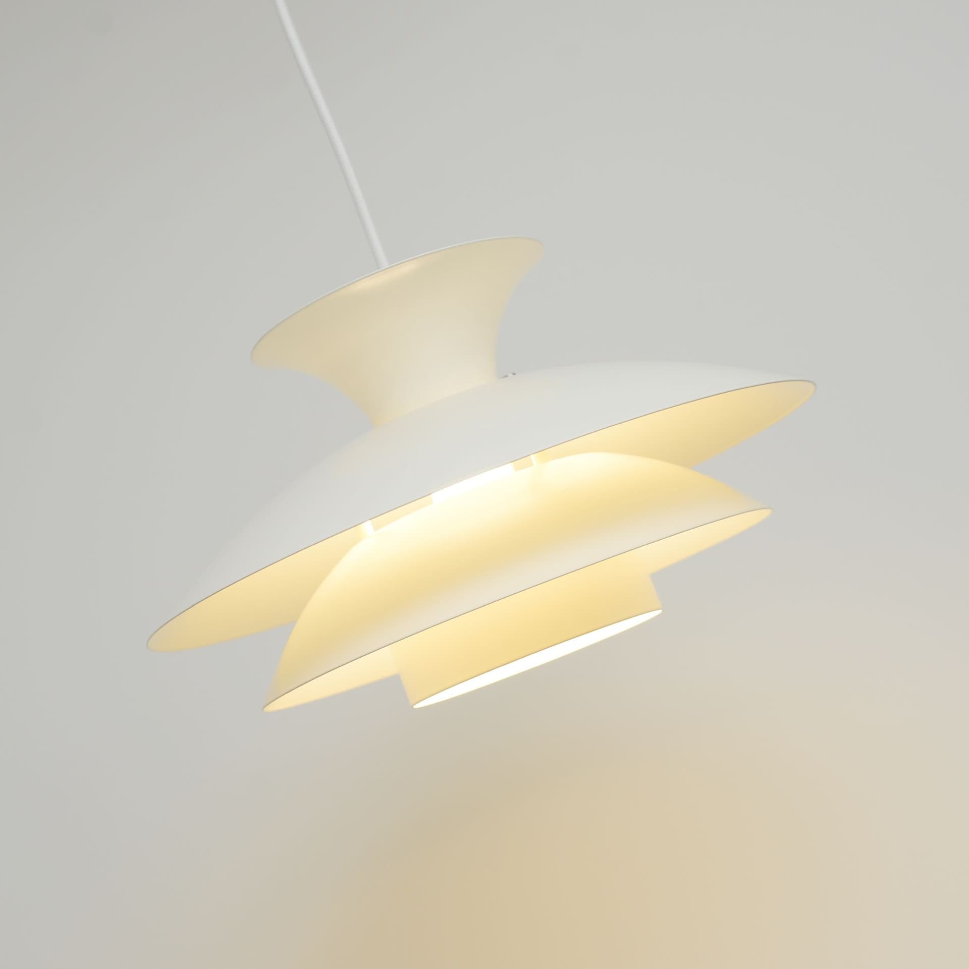 Pendant lamp Scandinavian, ecru white, metal, Denmark, 1970s. - 306142