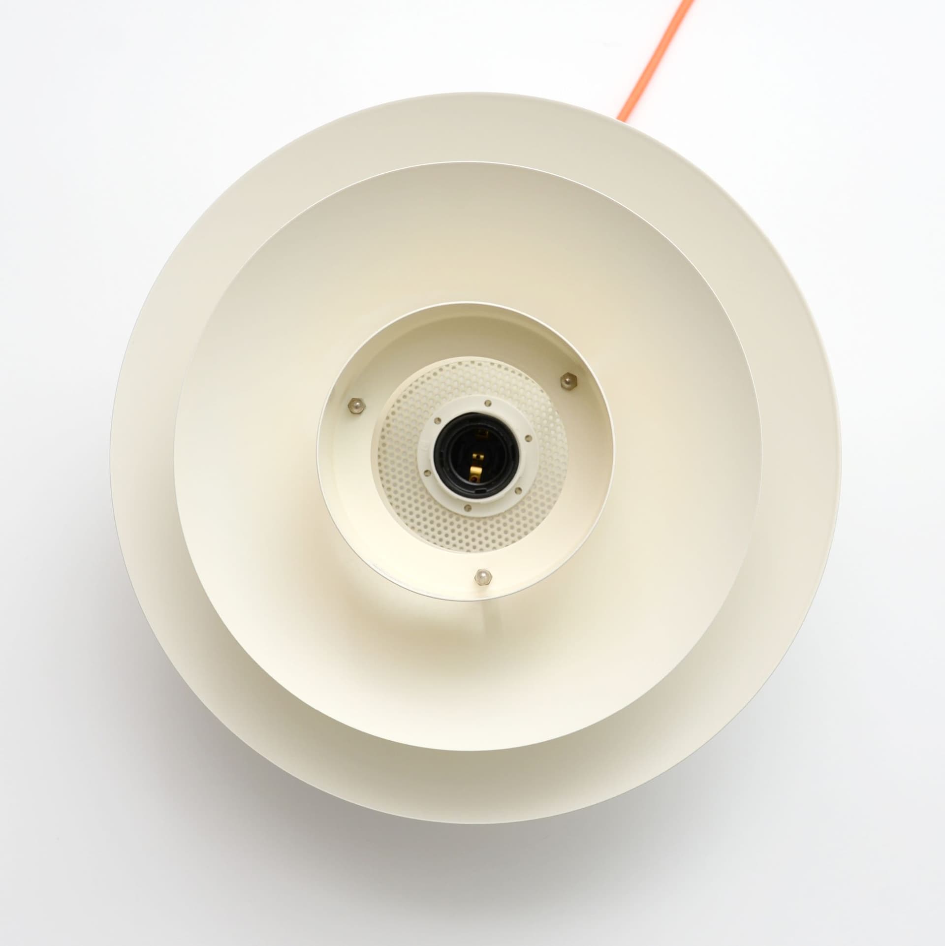 Pendant lamp Scandinavian, ecru white, metal, Denmark, 1970s. - 306143