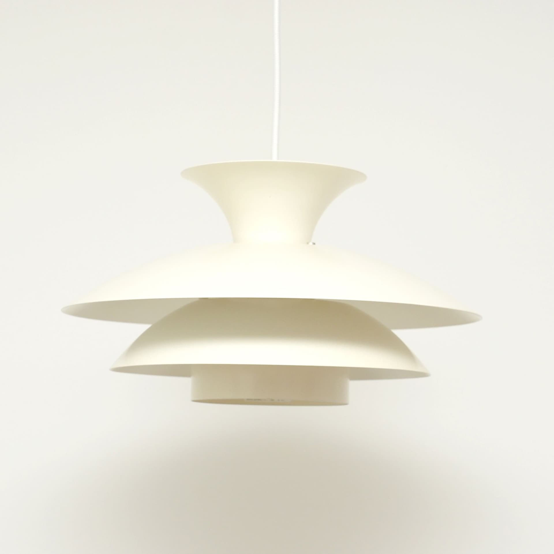 Pendant lamp Scandinavian, ecru white, metal, Denmark, 1970s. - 306140
