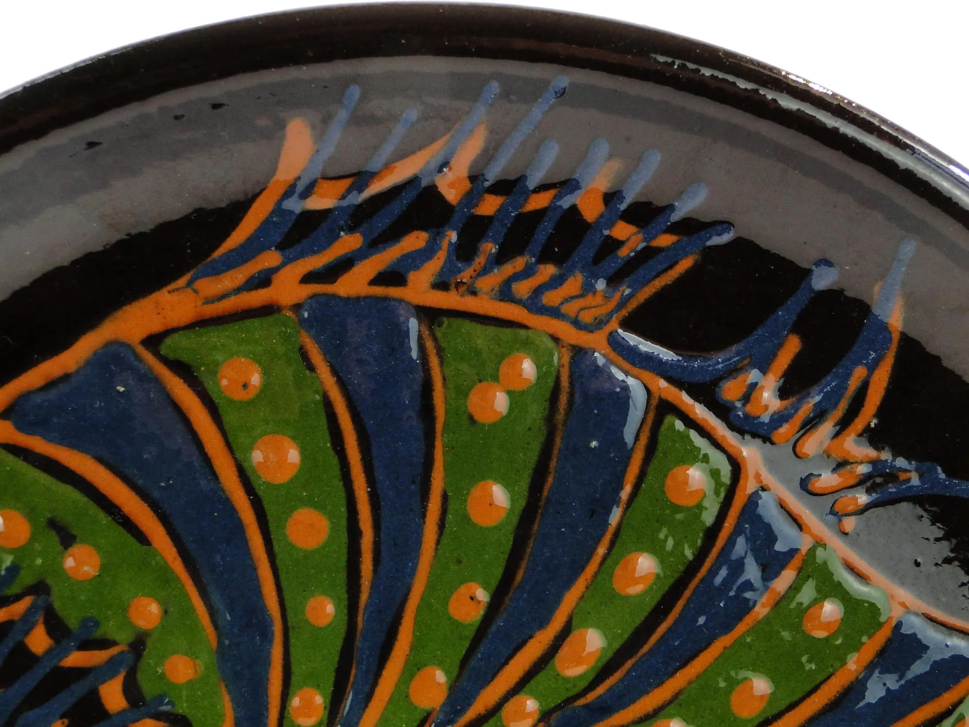 Kontrastowa ceramiczna patera dekoracyjna, proj. N. Kowalów dla Kamionki, Polska, lata 70. - 22546