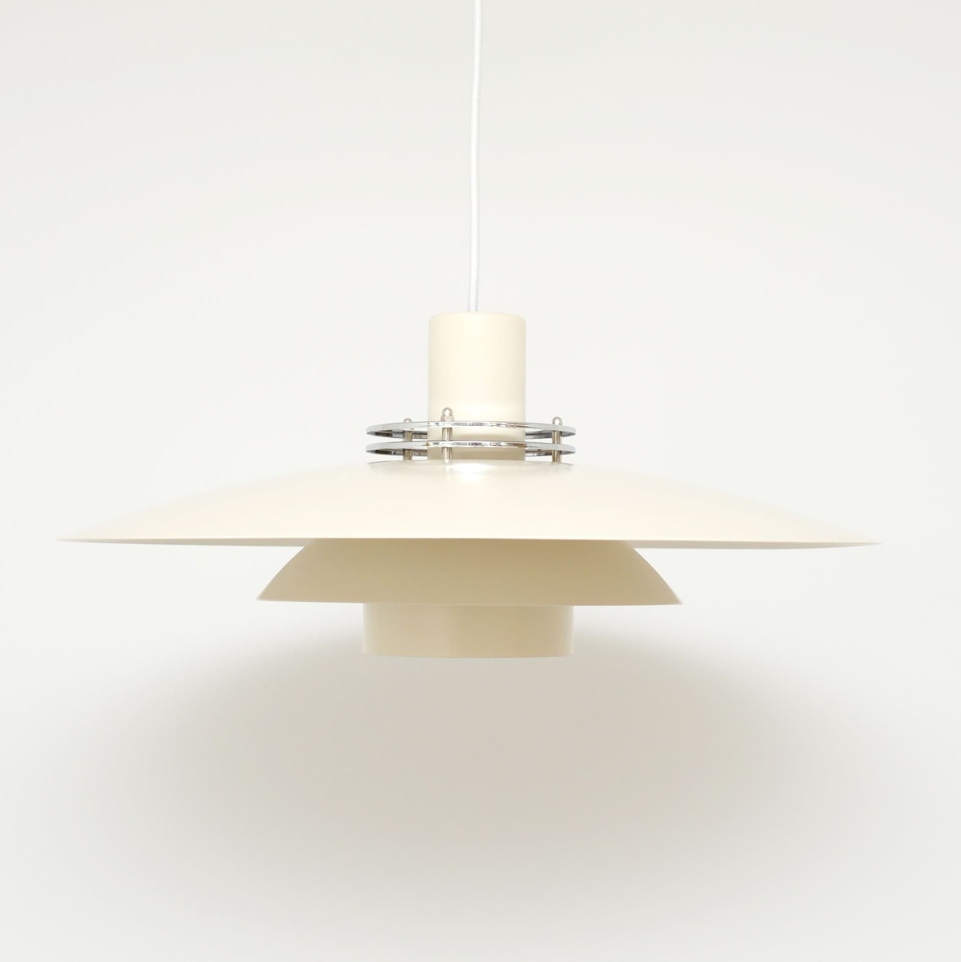 Pendant lamp Leto, beige, metal, chrome, Denmark, 1970s. - 306163