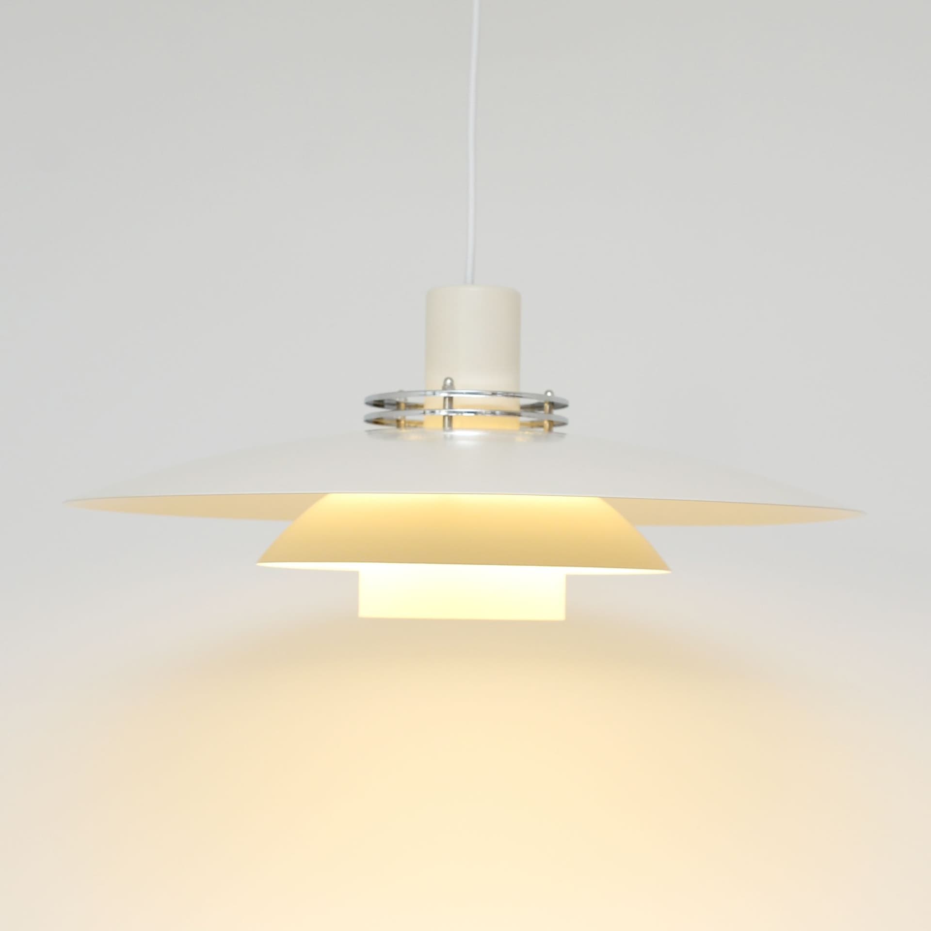 Pendant lamp Leto, beige, metal, chrome, Denmark, 1970s. - 306165