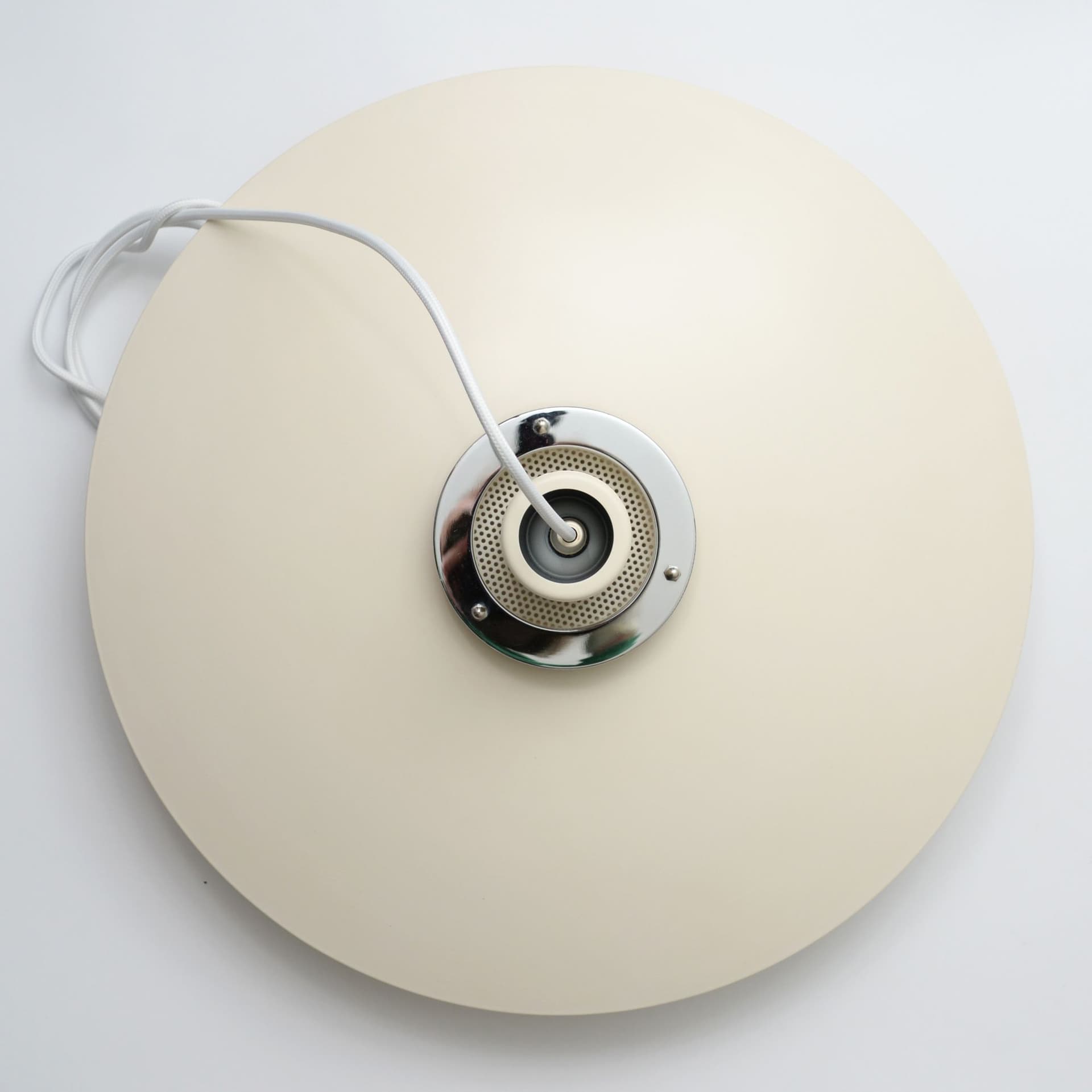 Pendant lamp Leto, beige, metal, chrome, Denmark, 1970s. - 306167