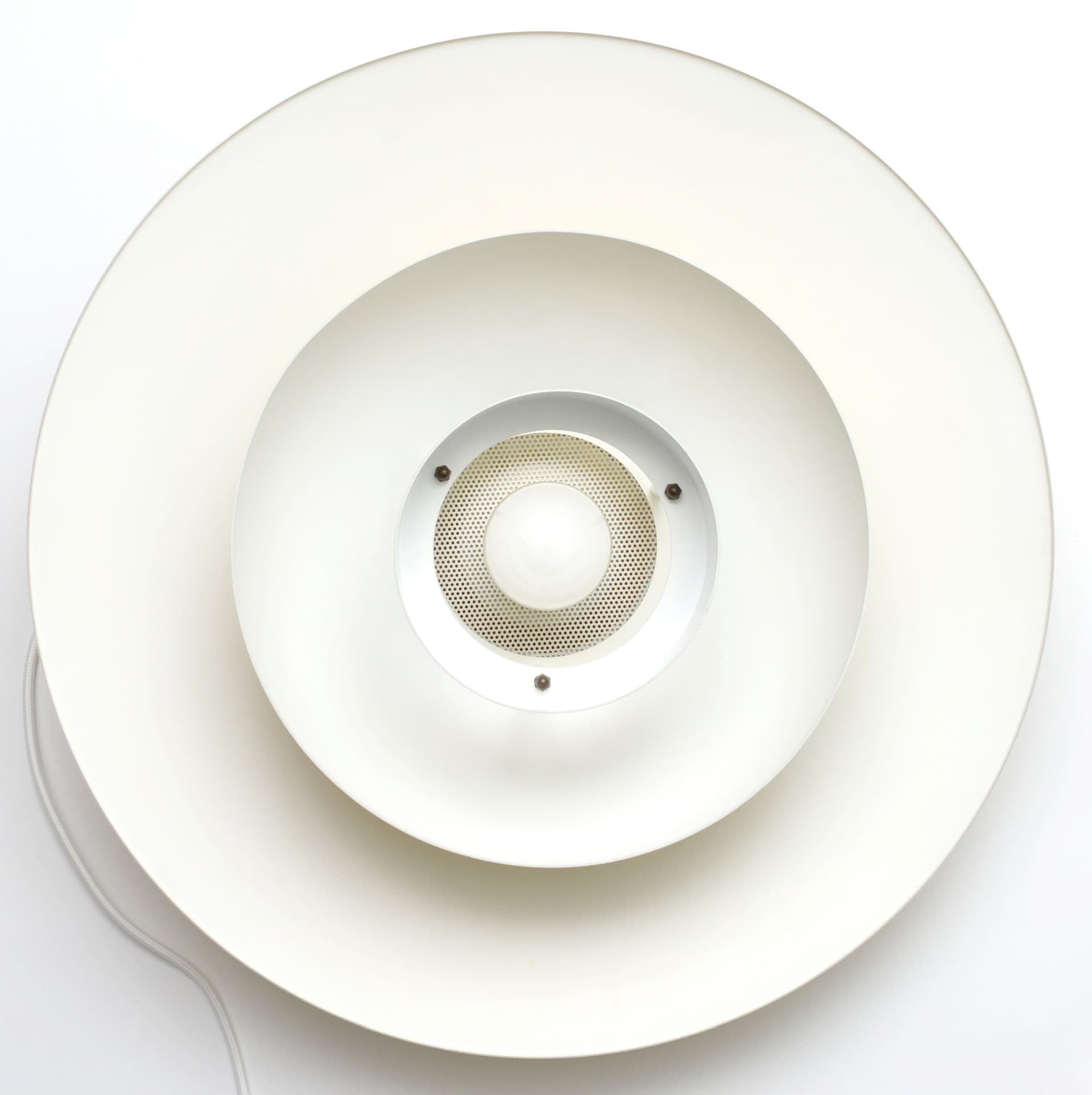 Pendant lamp, gold, aluminum, Denmark, 1970s. - 306173