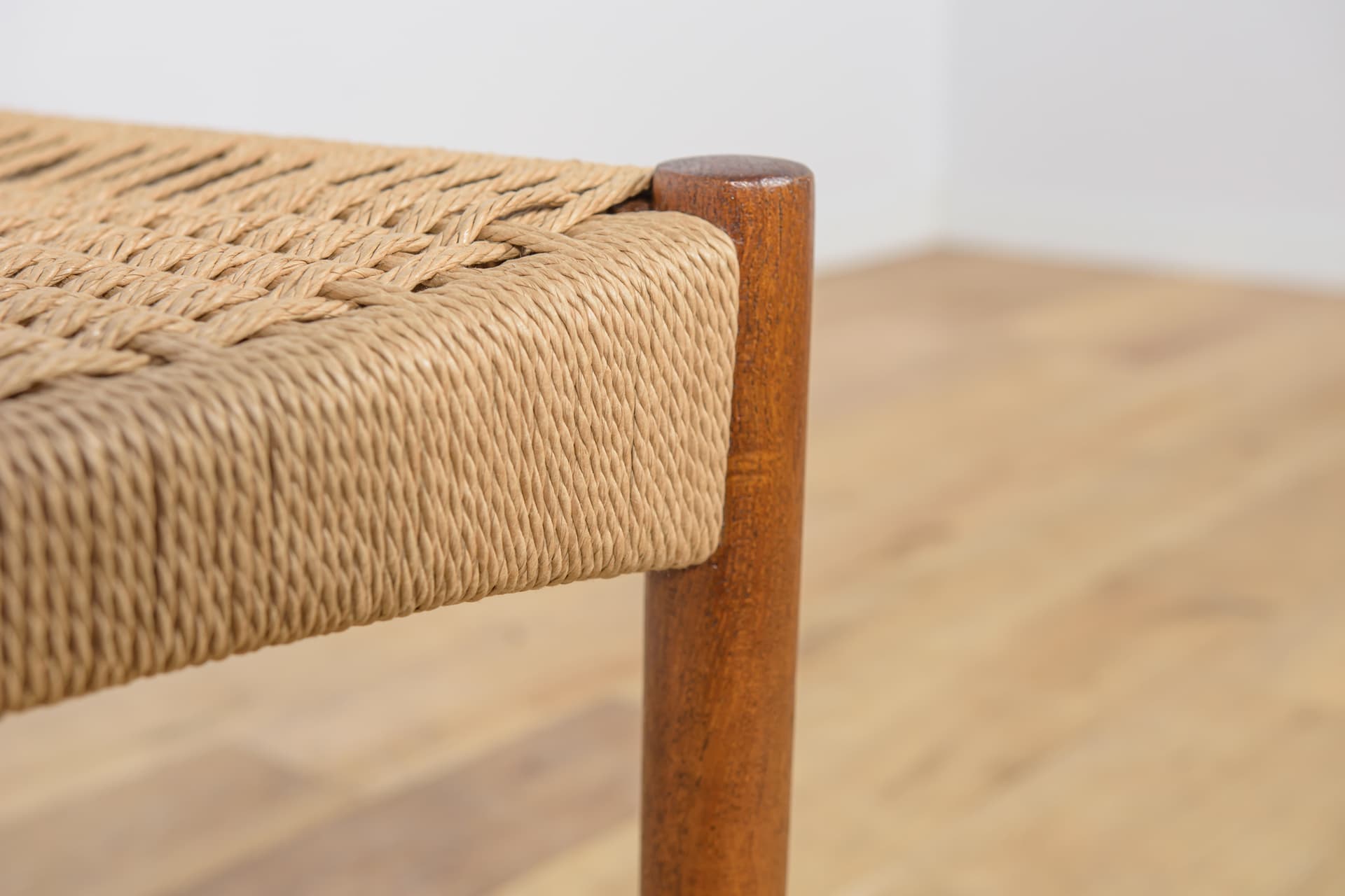 Set of four chairs, brown teak, beige cord, by A. Hovmand-Olsen, Denmark, 1960s. - 306193