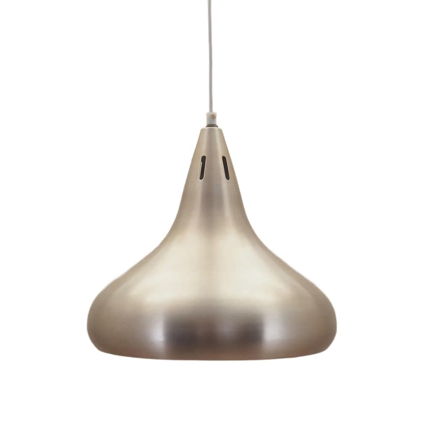 Pendant lamp, Danish design, silver metal, Denmark, 1970s.