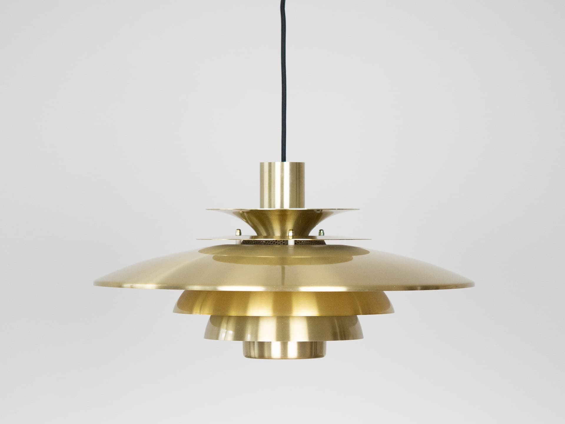 Pendant lamp Verona, gold aluminum, by K. Wiborg, Jeka, Denmark, 1980s. - 306259