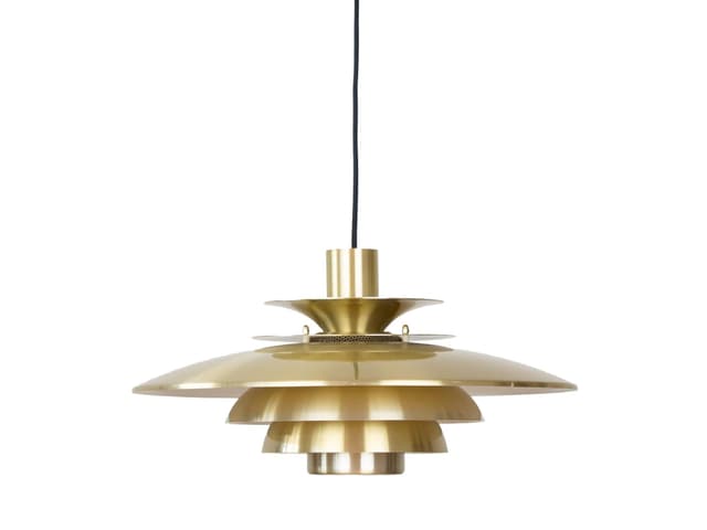 Pendant lamp Verona, gold aluminum, by K. Wiborg, Jeka, Denmark, 1980s. - DIMENSION