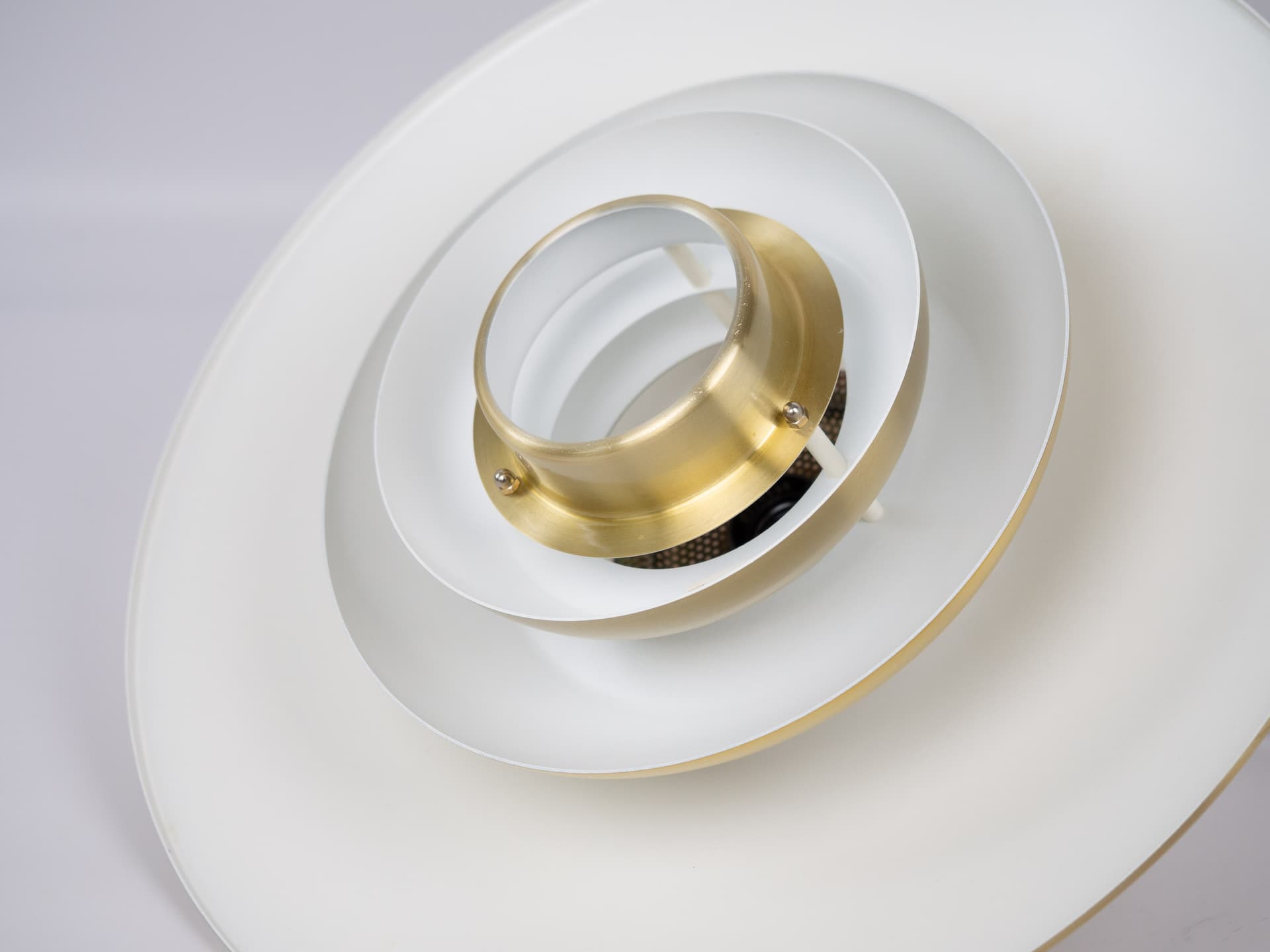 Pendant lamp Verona, gold aluminum, by K. Wiborg, Jeka, Denmark, 1980s. - 306265