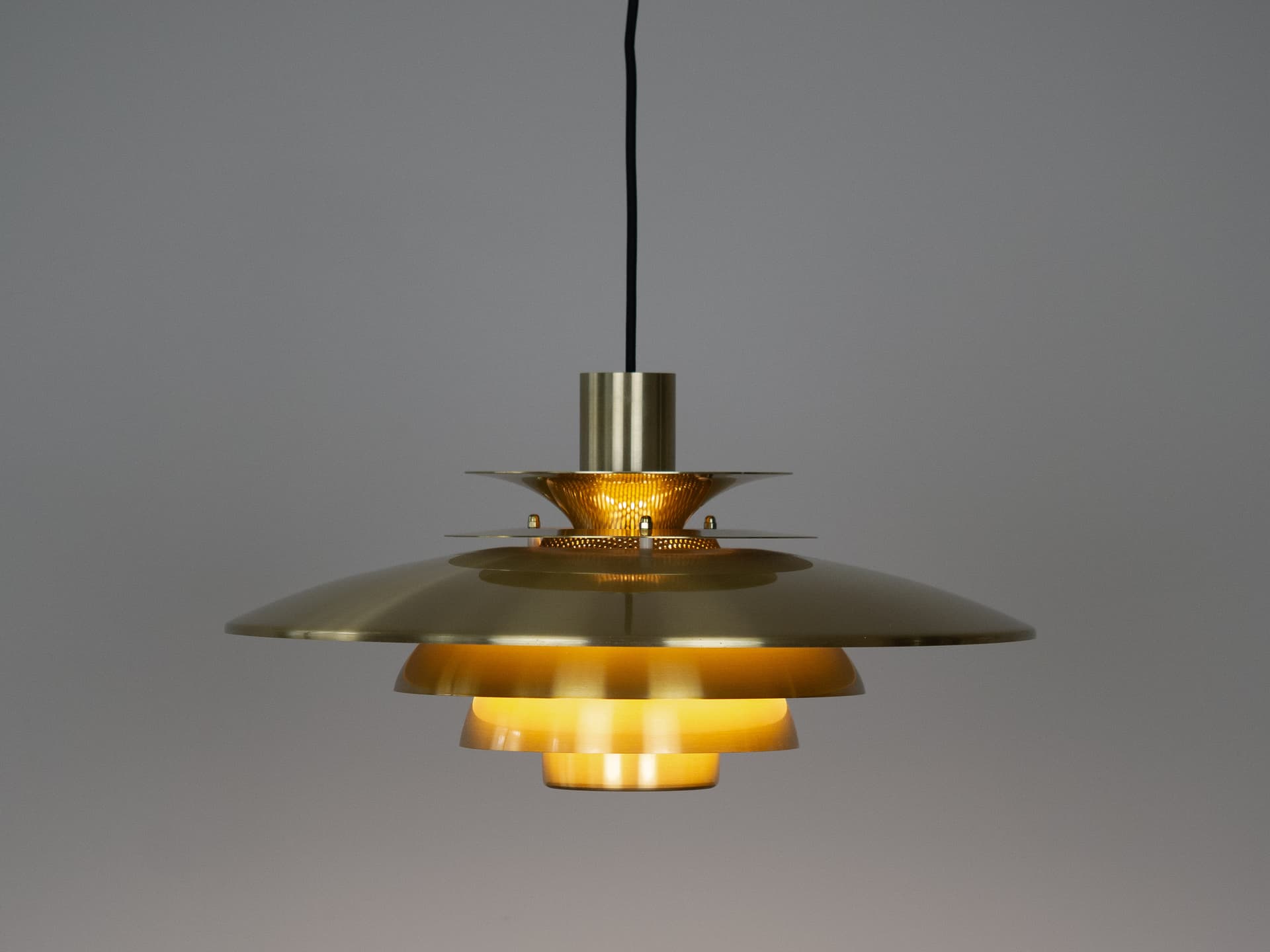 Pendant lamp Verona, gold aluminum, by K. Wiborg, Jeka, Denmark, 1980s. - 306260