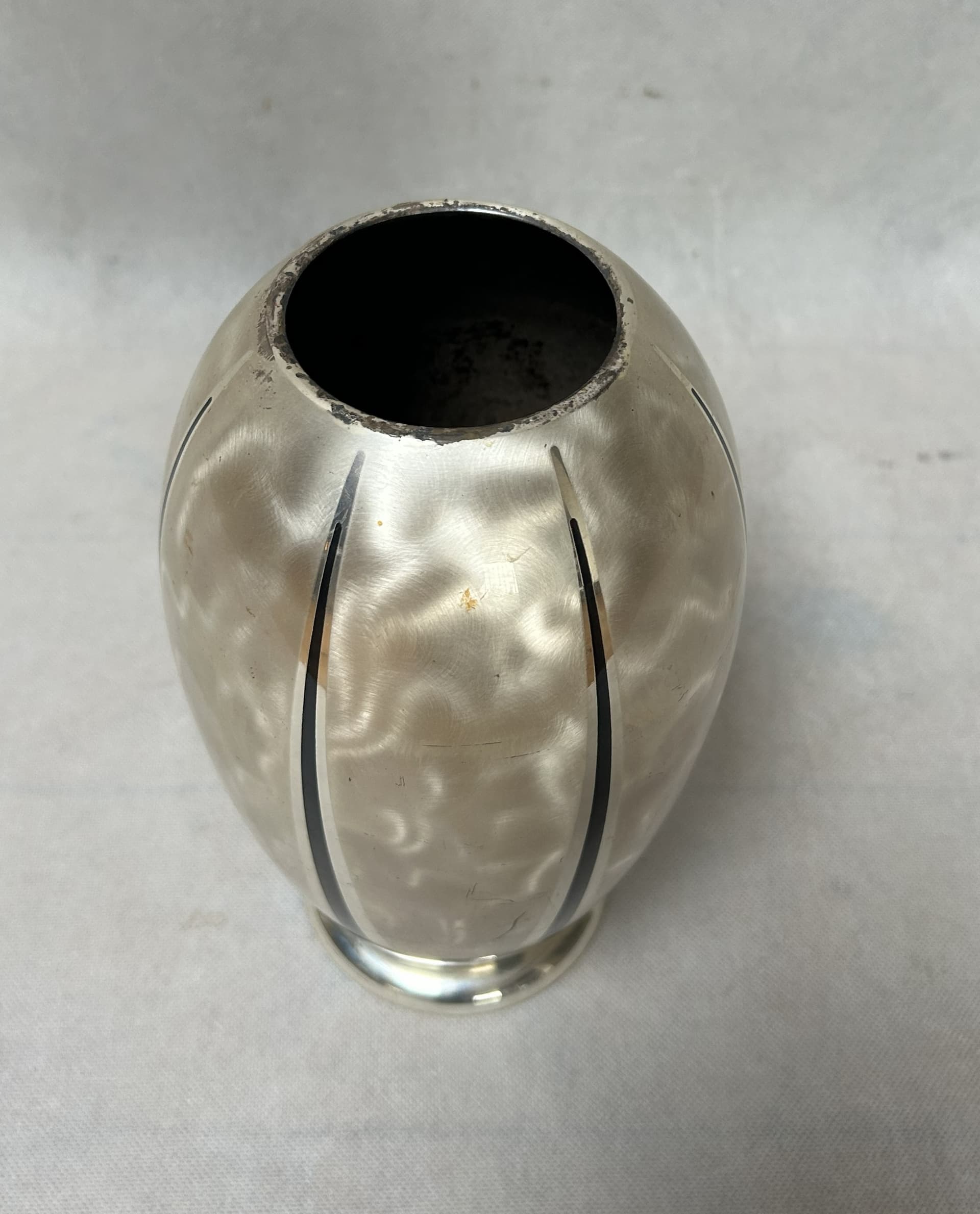 Vase Ikora, silver black metal, WMF, Germany, 1970s. - 306276
