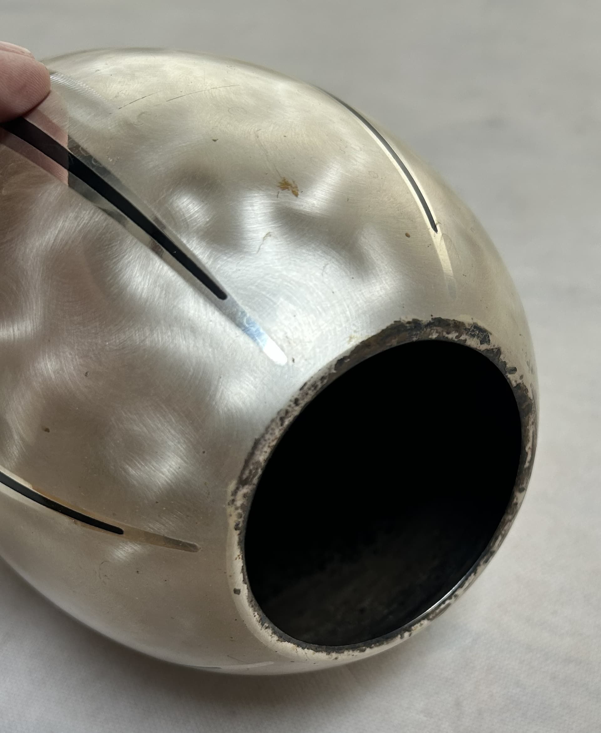 Vase Ikora, silver black metal, WMF, Germany, 1970s. - 306275