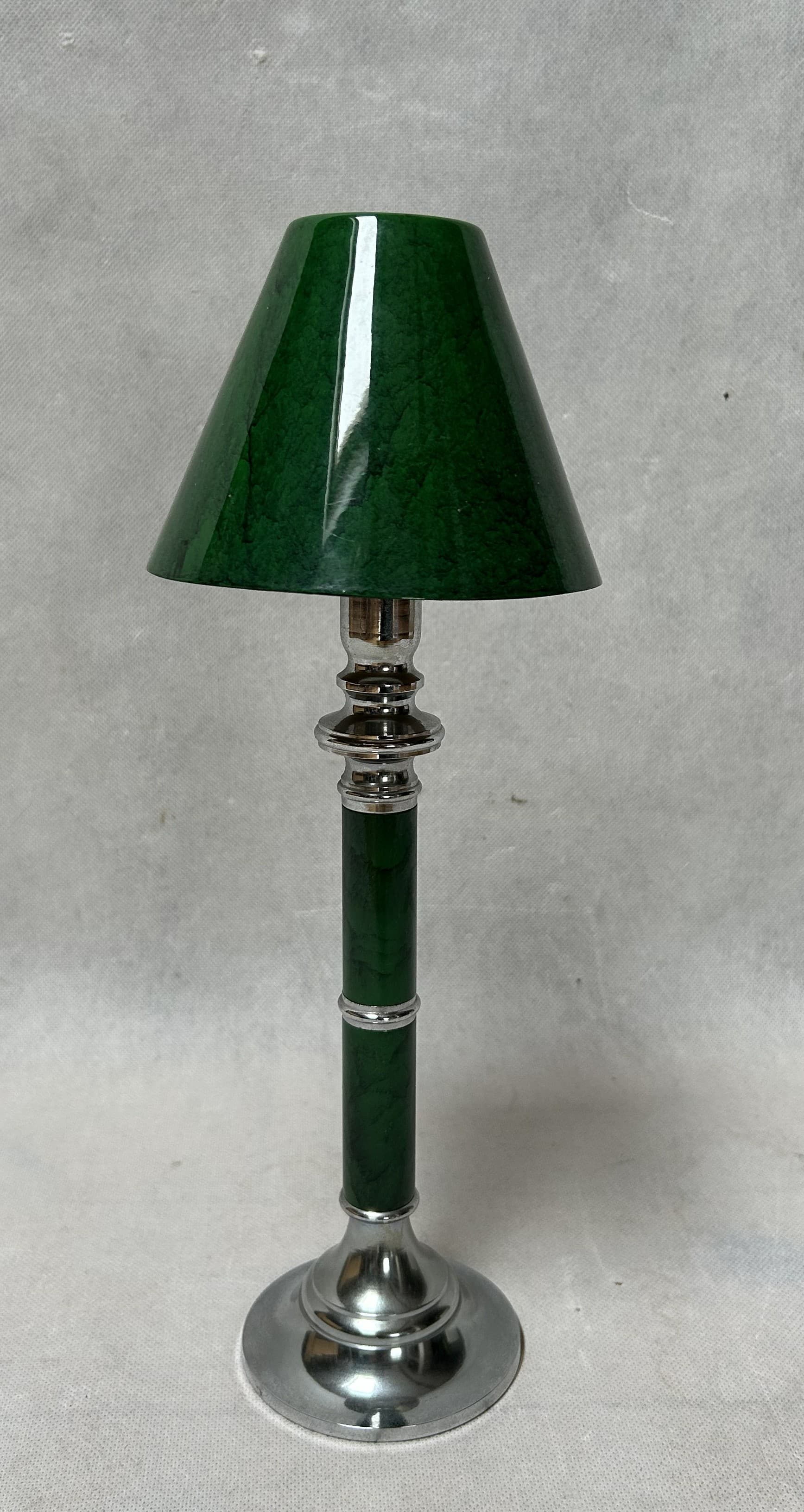 Table lamp, emerald green, chrome metal, glass, 1960s. - 306290