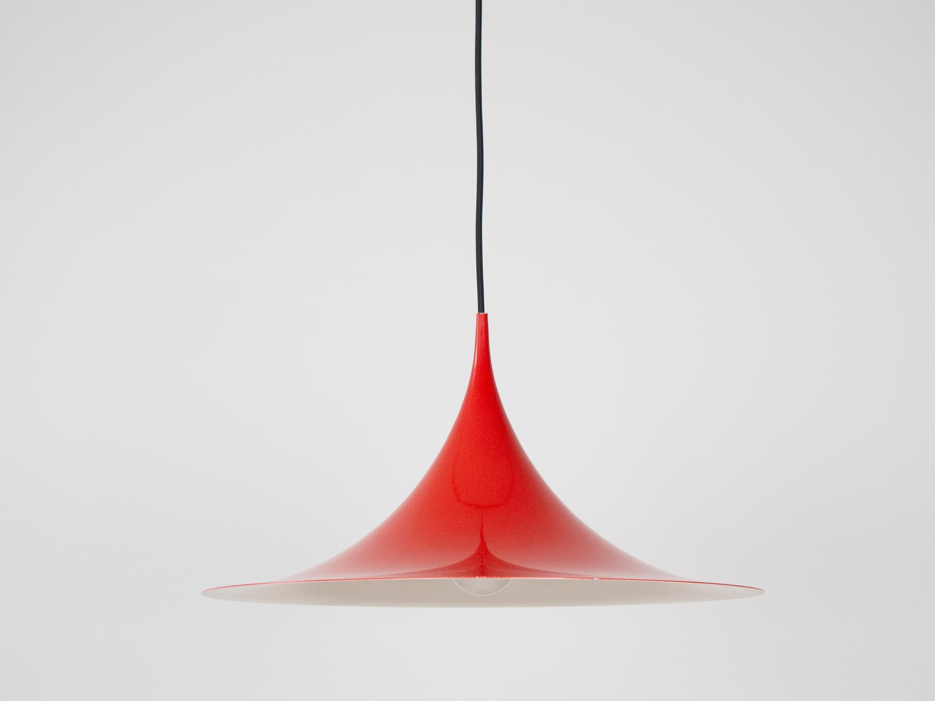 Pendant lamp Semi, red, aluminum, by C. Bonderup, T. Thorup, Fog & Mørup, Denmark, 1960s. - 306304