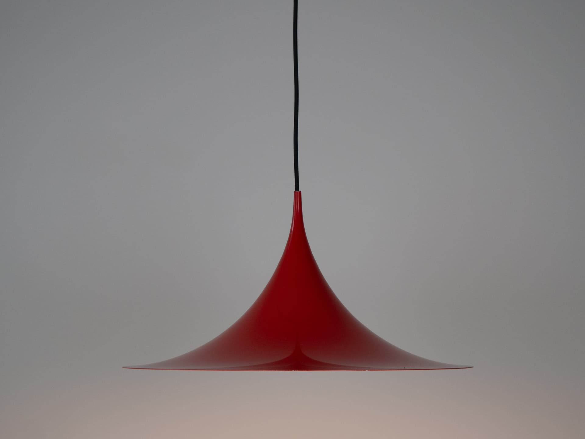 Pendant lamp Semi, red, aluminum, by C. Bonderup, T. Thorup, Fog & Mørup, Denmark, 1960s. - 306306
