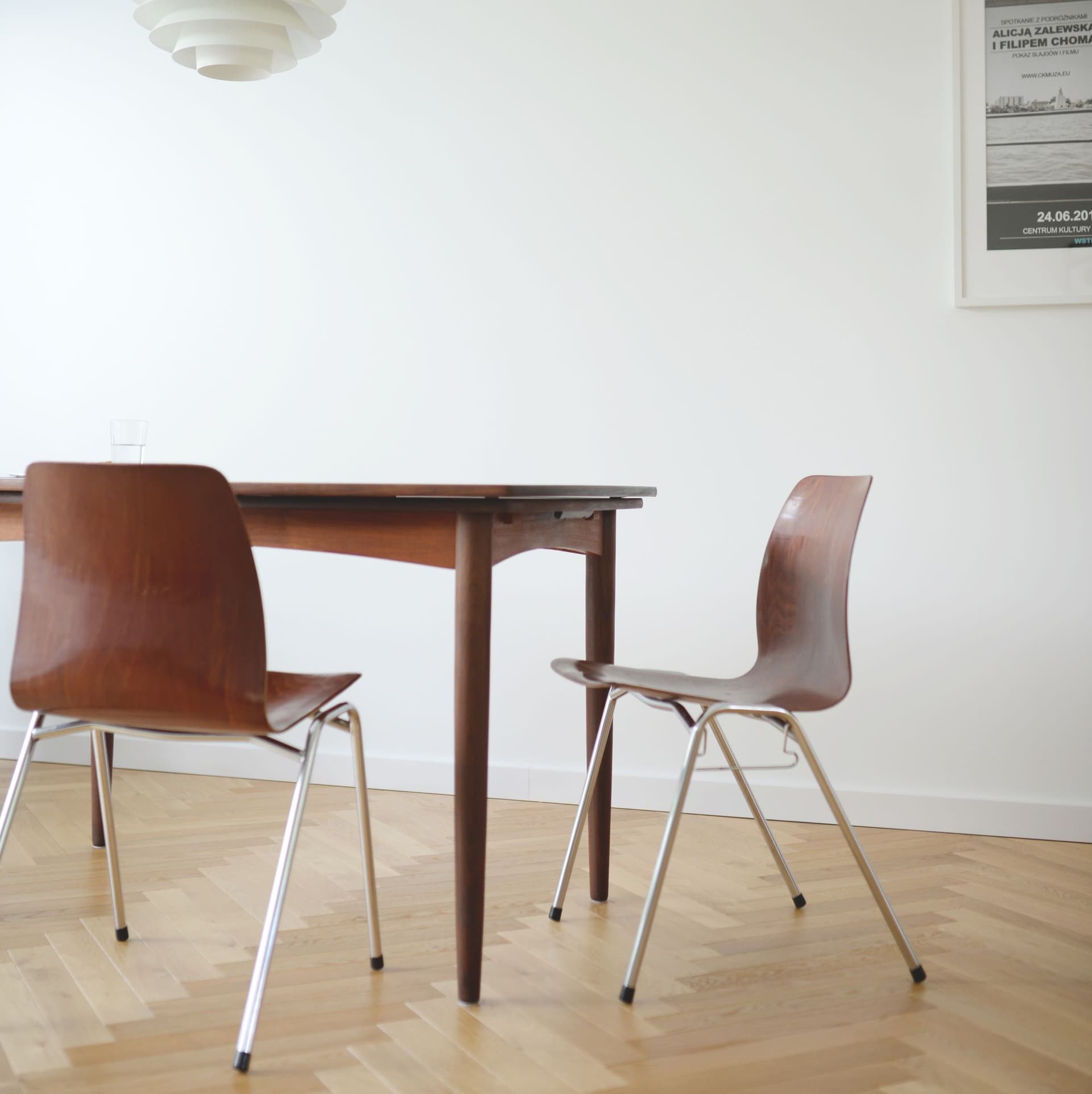 Set of four chairs Pagholz, brown plywood, chromed steel, Germany, 1970s. - 306321