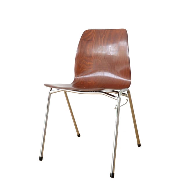 Chair Pagholz, brown plywood, chromed steel, Germany, 1970s. - DIMENSION