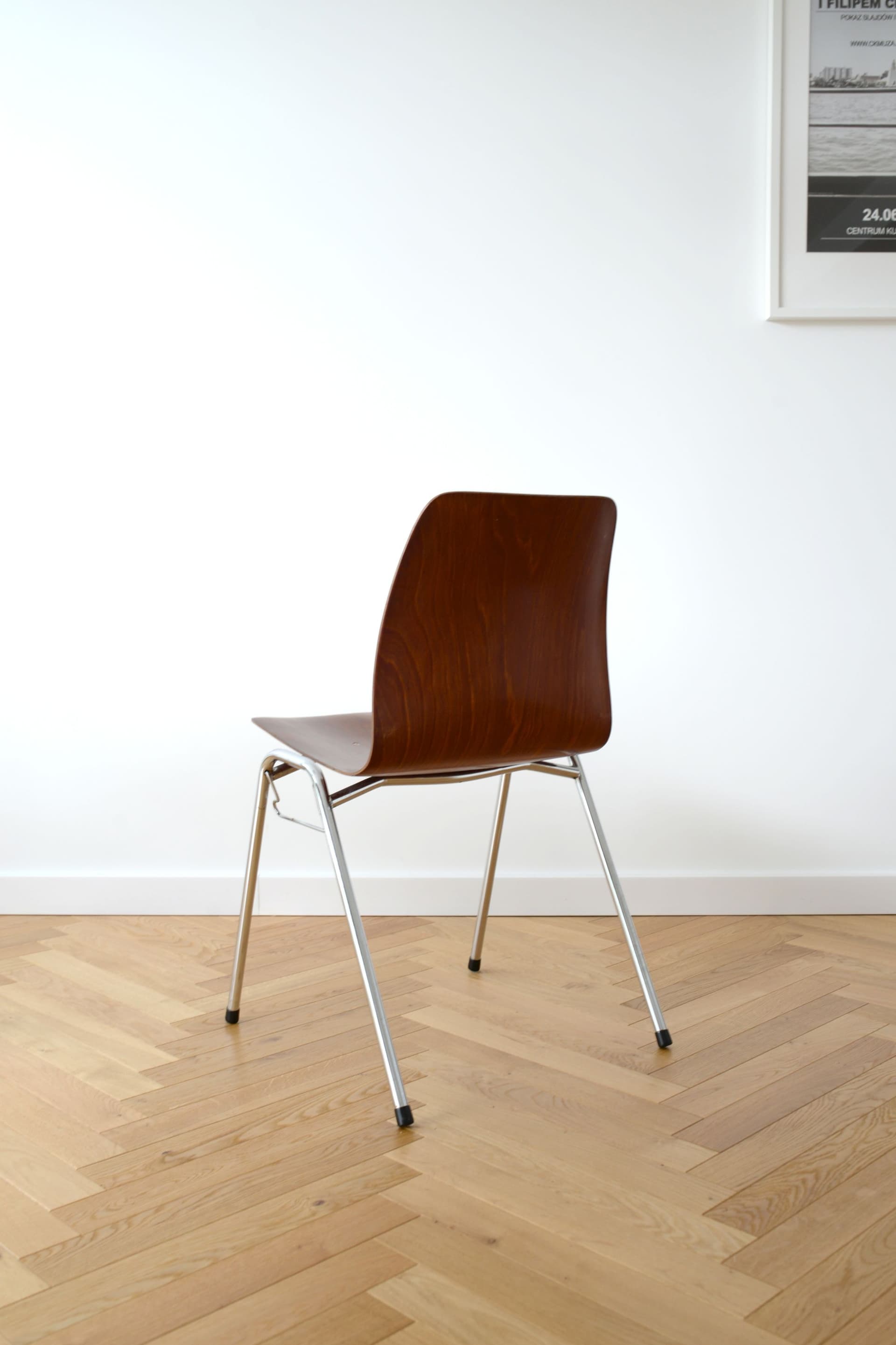 Chair Pagholz, brown plywood, chromed steel, Germany, 1970s. - 306332