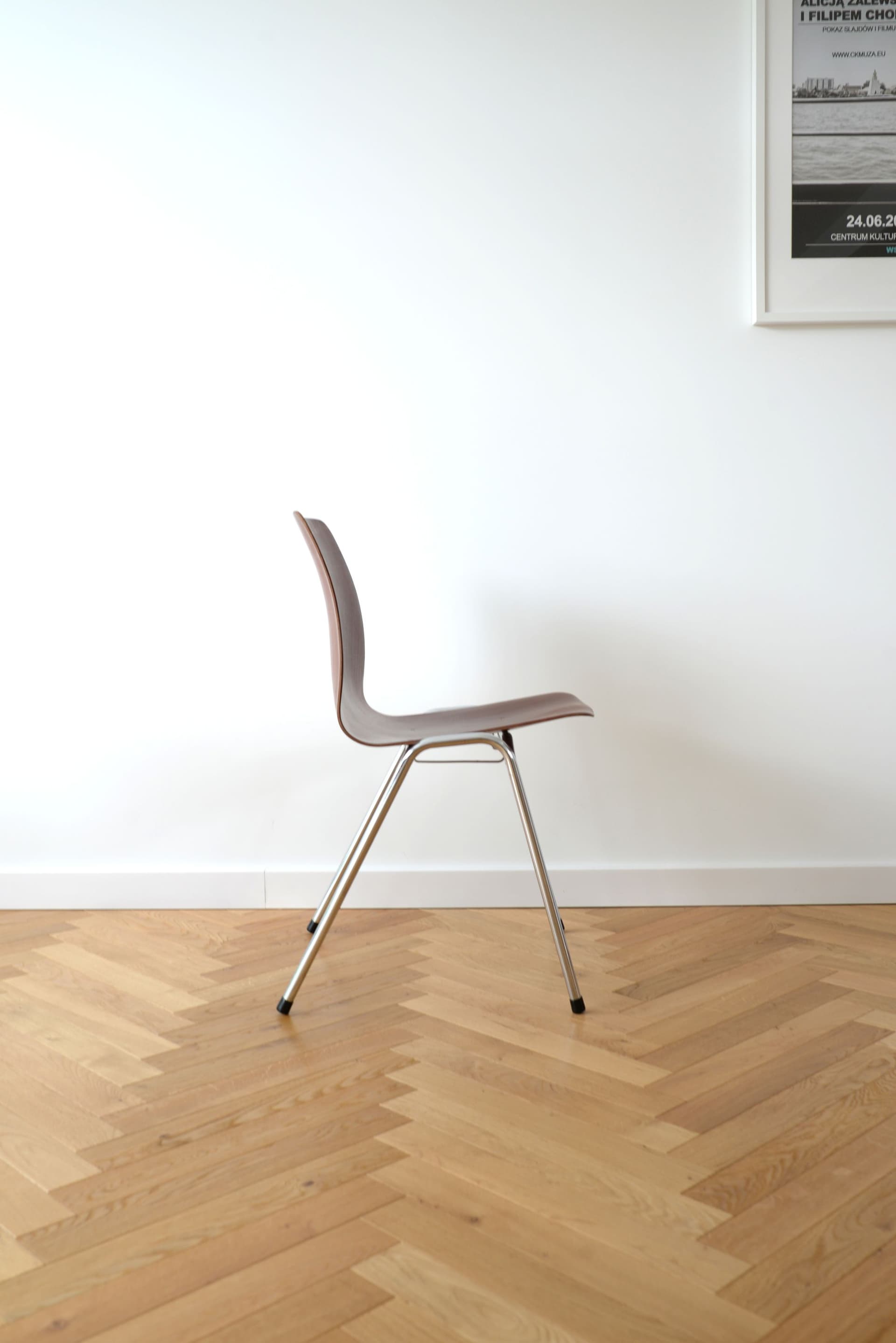 Chair Pagholz, brown plywood, chromed steel, Germany, 1970s. - 306331