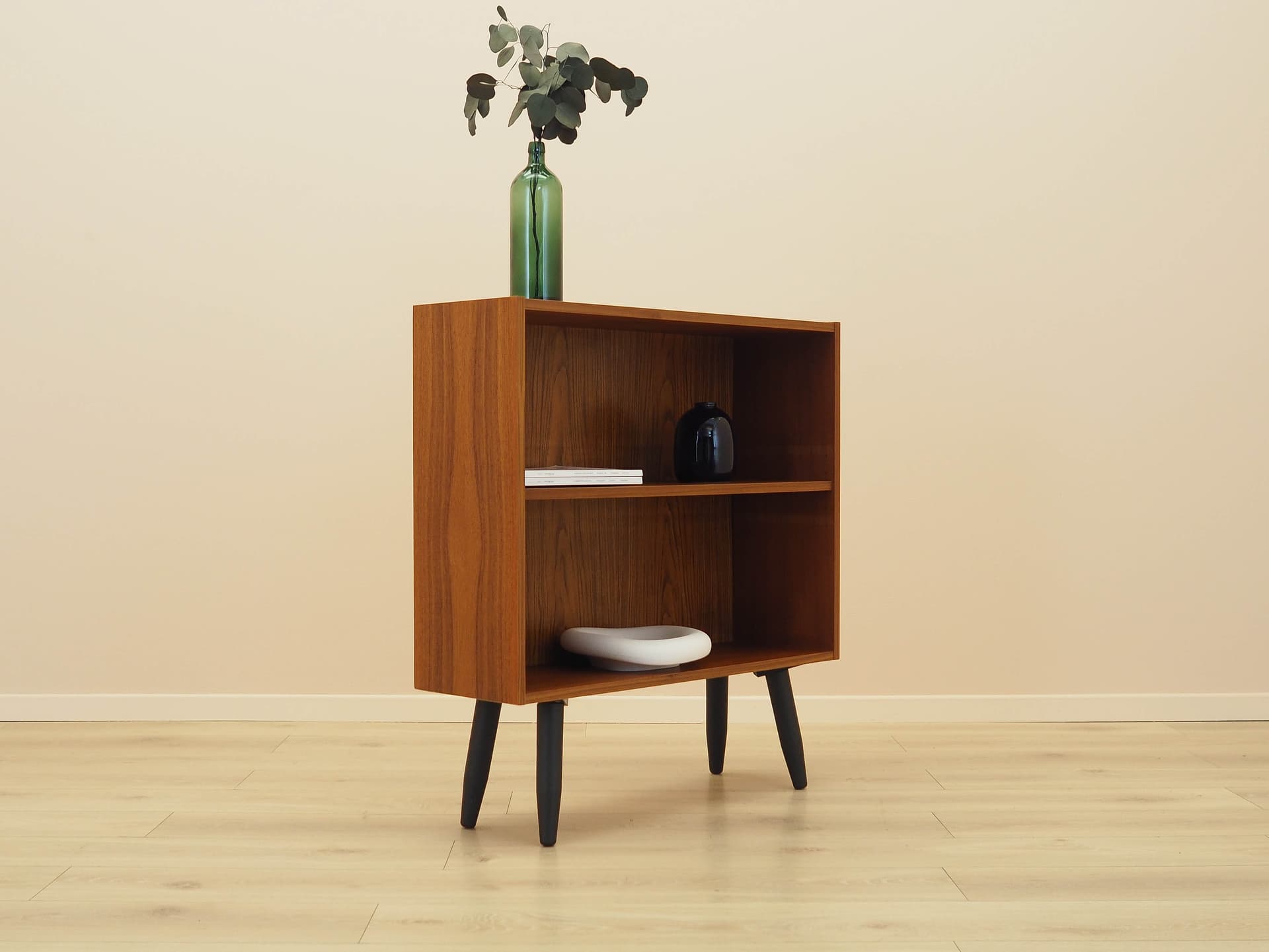 Bookcase, brown teak, black wood, Denmark, 1970s. - 306414