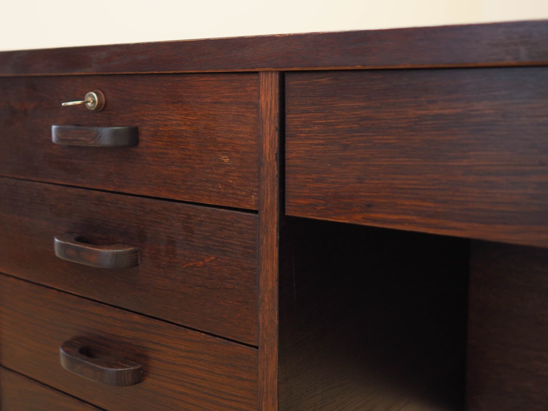 Desk, brown oak, Denmark, 1970s. - 306428