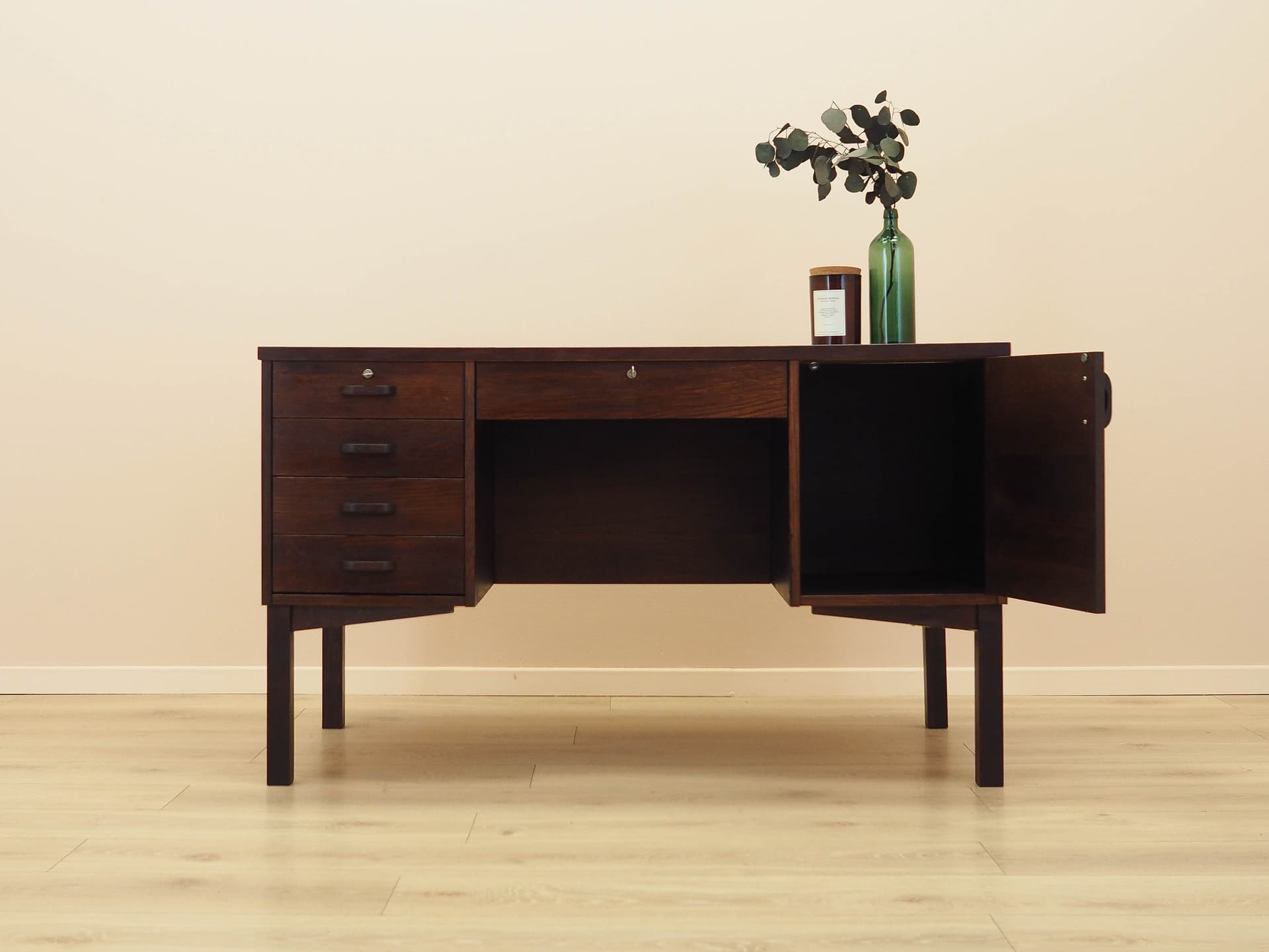 Desk, brown oak, Denmark, 1970s. - 306421