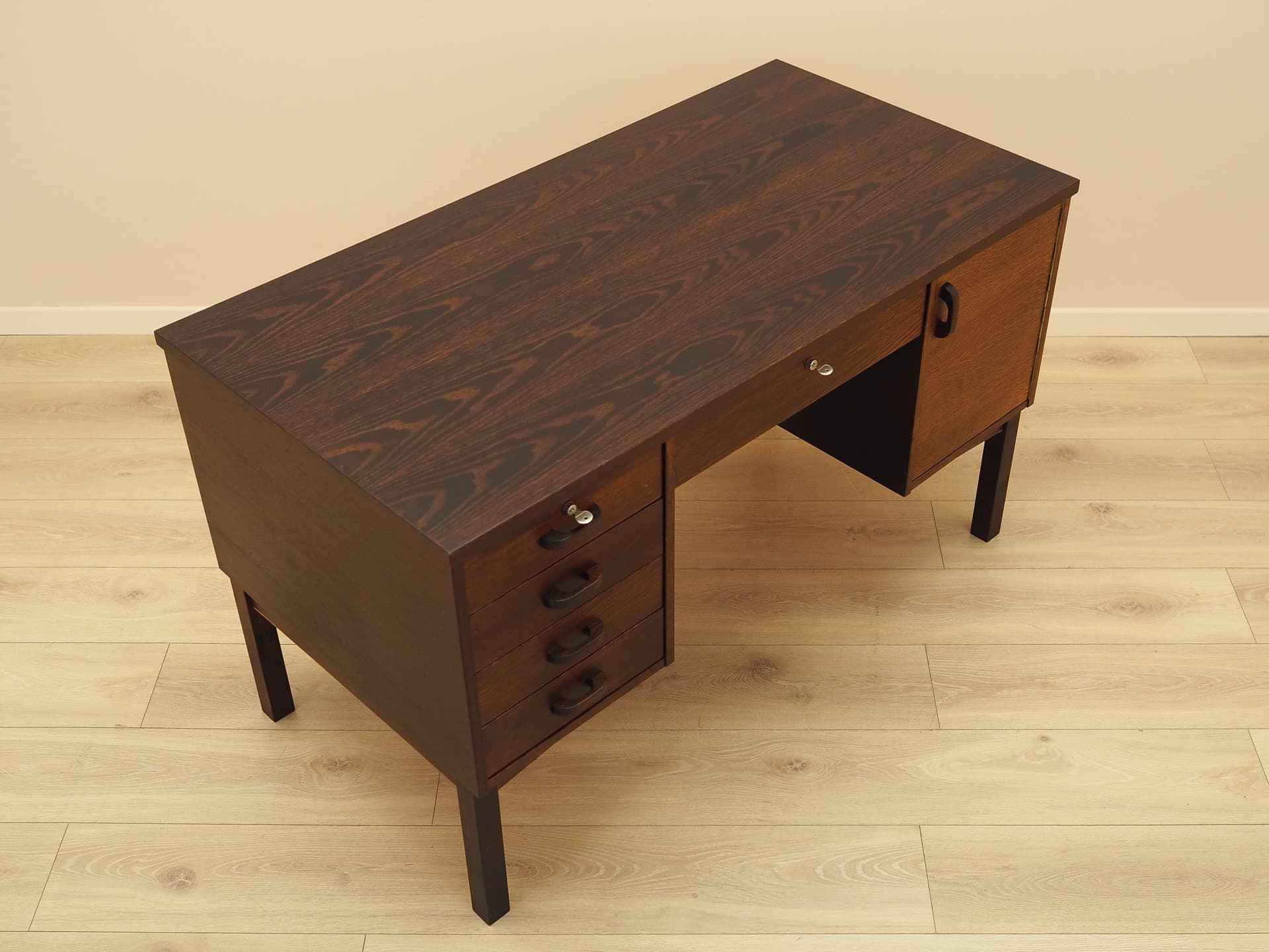 Desk, brown oak, Denmark, 1970s. - 306425