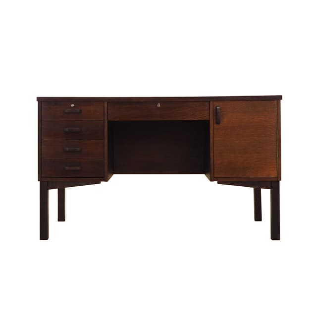 Desk, brown oak, Denmark, 1970s. - DIMENSION