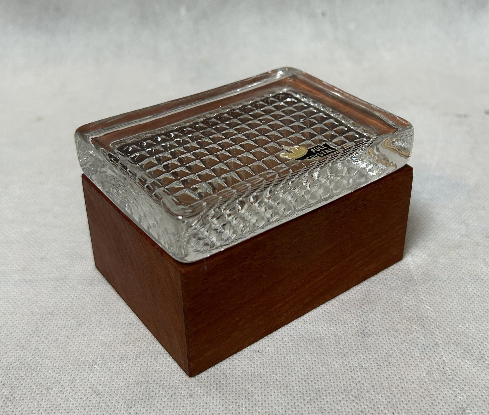Szkatułka, teak brązowy, szkło transparentne, proj. B. Edenfalk, Szwecja, lata 60. - 306452