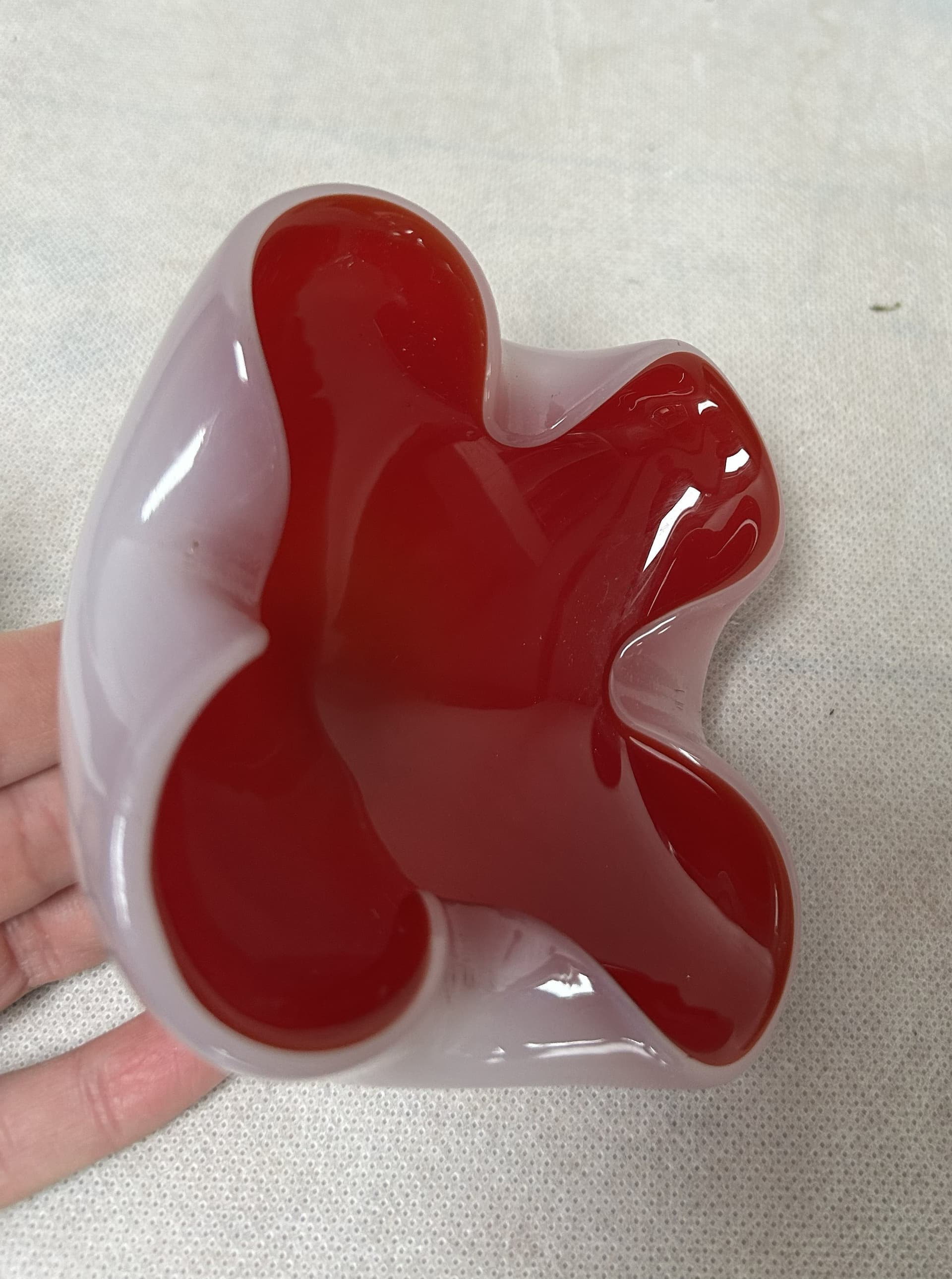 Popielniczka Murano, czerwony, szkło biały, Włochy, lata 60. - 306498