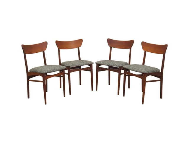 Komplet czterech krzeseł, teak brązowy, Dania, lata 70. - WYMIARY